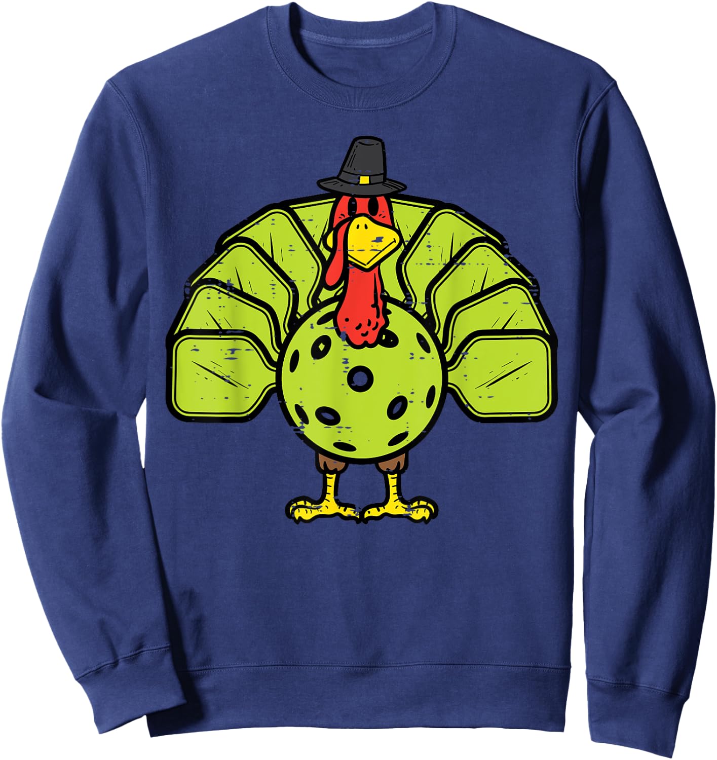 Thanksgiving Turkey Pickleball Pickle Ball Men Women Kids Sweatshirt - Sweatshirt | Navy