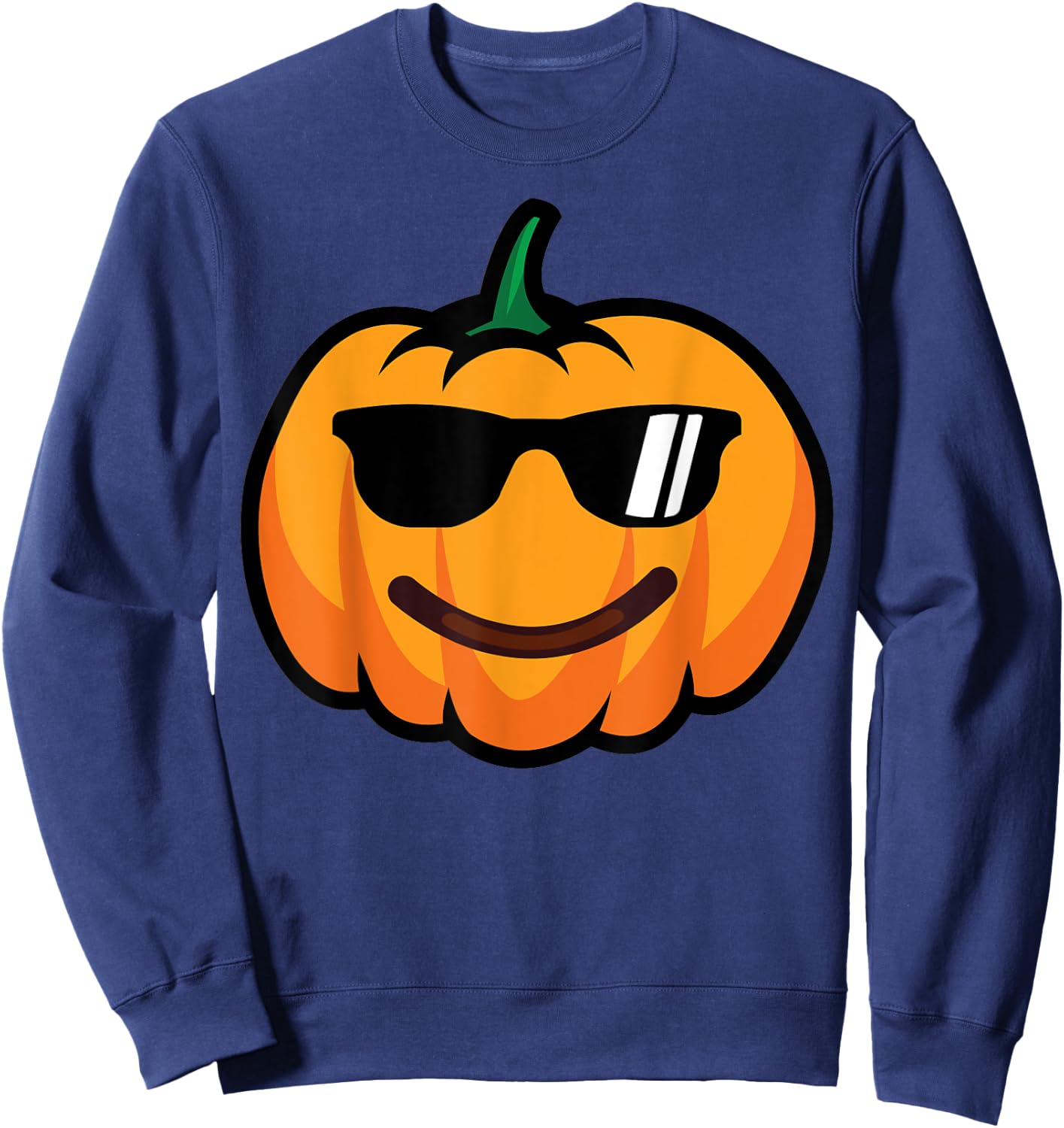 Halloween Pumpkin Smile Face Sunglasses Costume Funny Sweatshirt - Sweatshirt | Navy