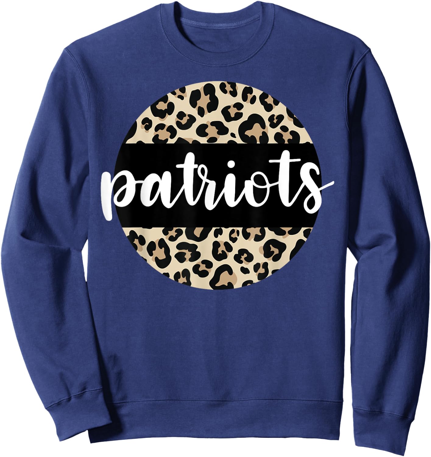 Leopard Print Patriots Team Mascot School Spirit Game Night Sweatshirt - Sweatshirt | Navy