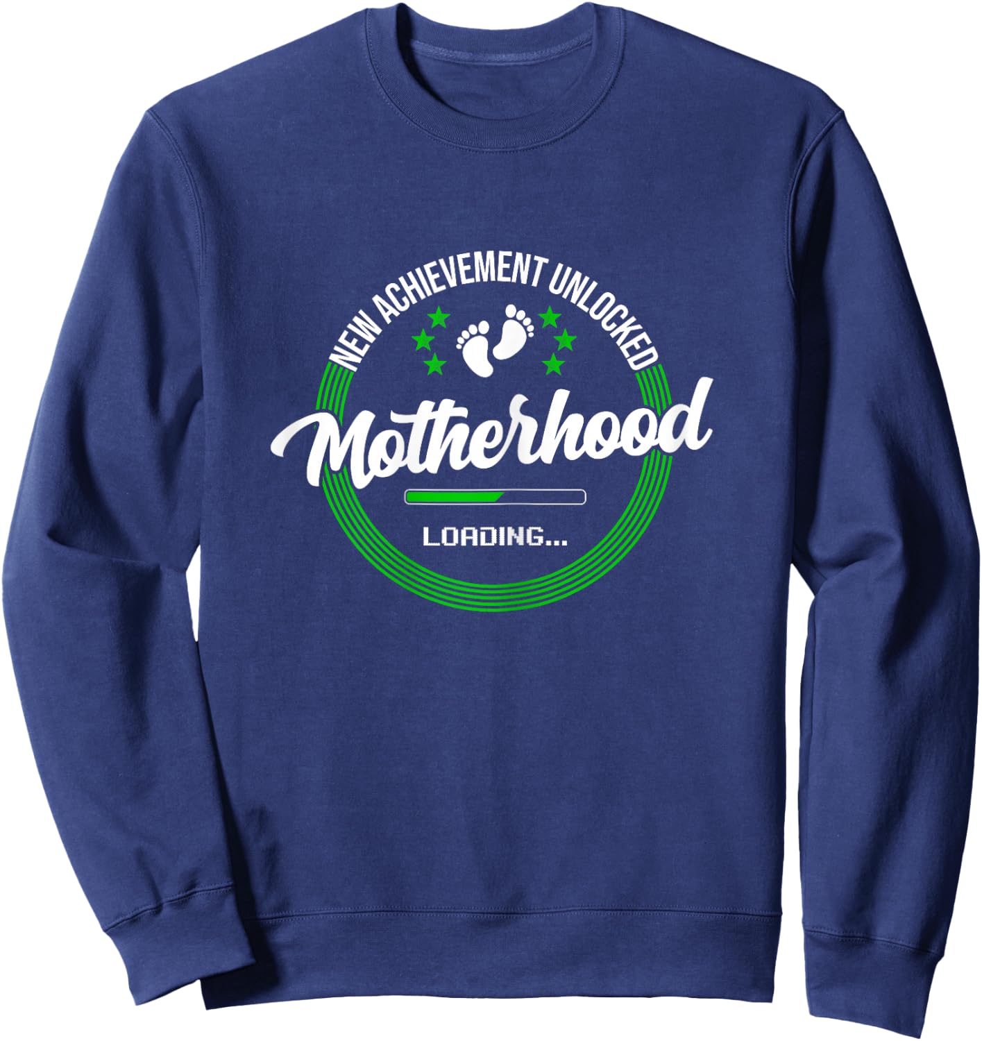 pregnancy announcement for the geek mom Motherhood Achievement unlocked. New character created , Female X-Small, Black Sweatshirt - Sweatshirt | Navy