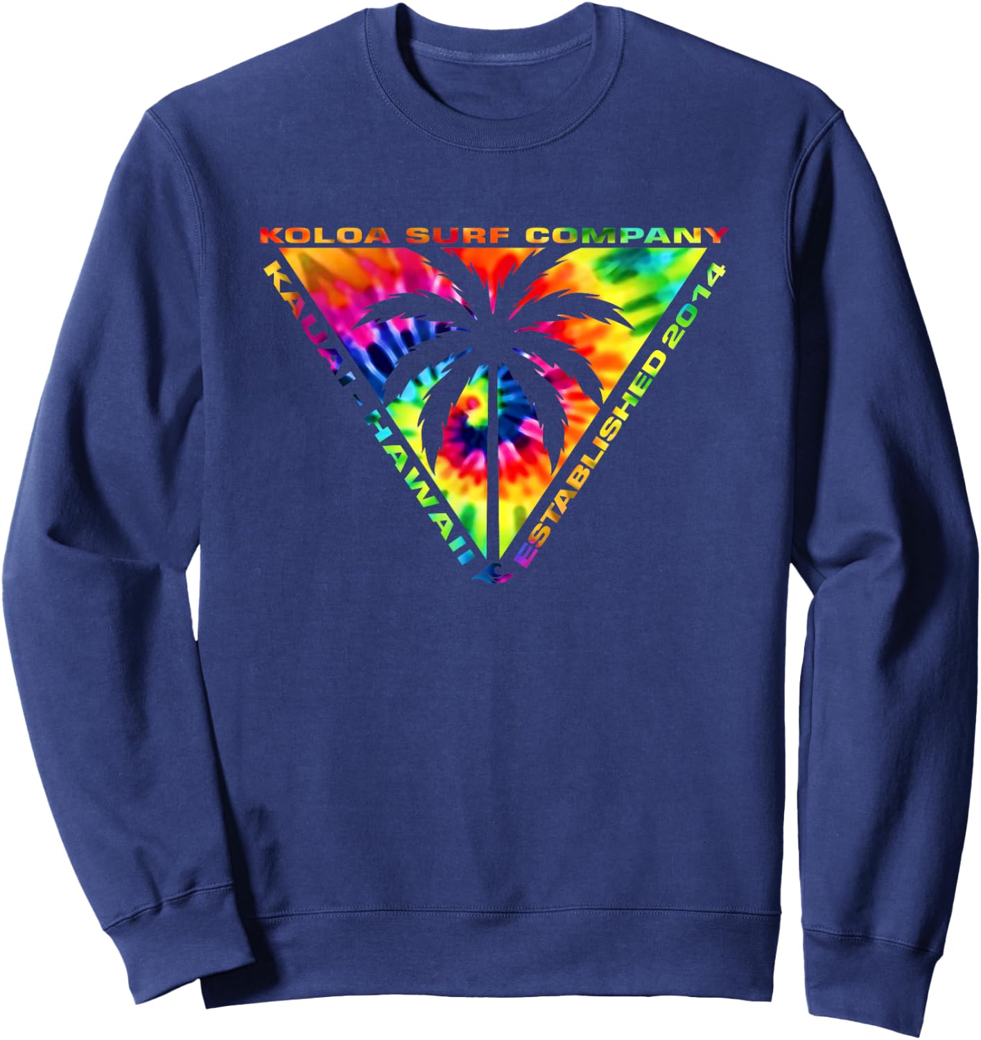 Koloa Surf Triangulated Palm Tie Dye Logo Surf Graphic Sweatshirt - Sweatshirt | Navy