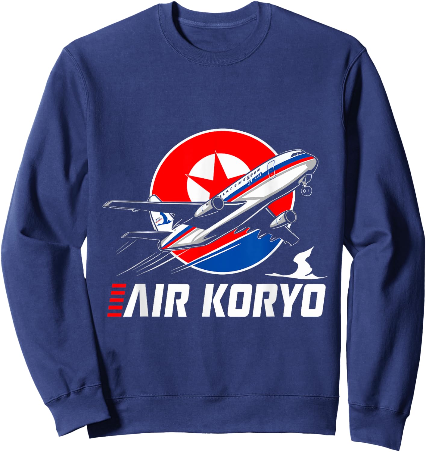 Air Koryo North Korean Plane Carrier soviet tupolev Kim Jong Sweatshirt - Sweatshirt | Navy