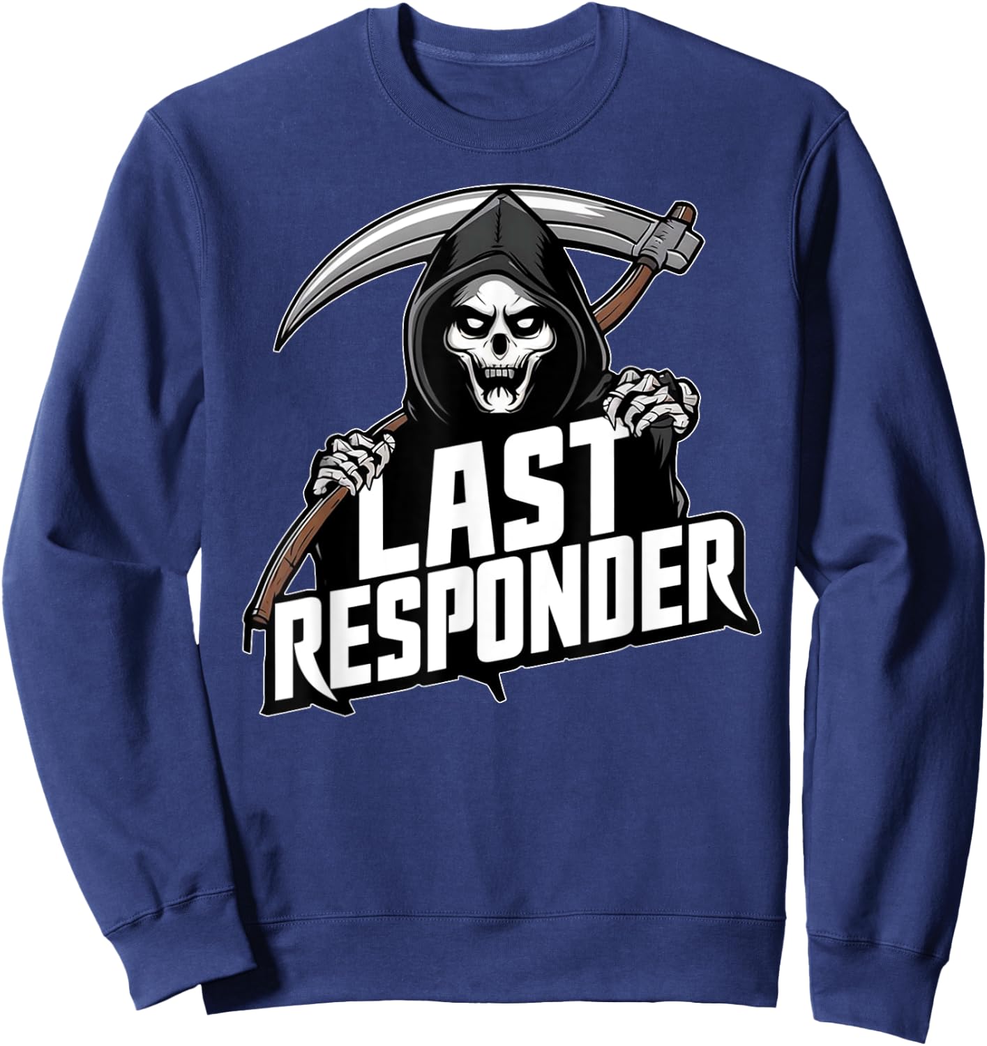 Grim Reaper Funny Dark Meme Mortician Last Responder Vintage Sweatshirt - Sweatshirt | Navy