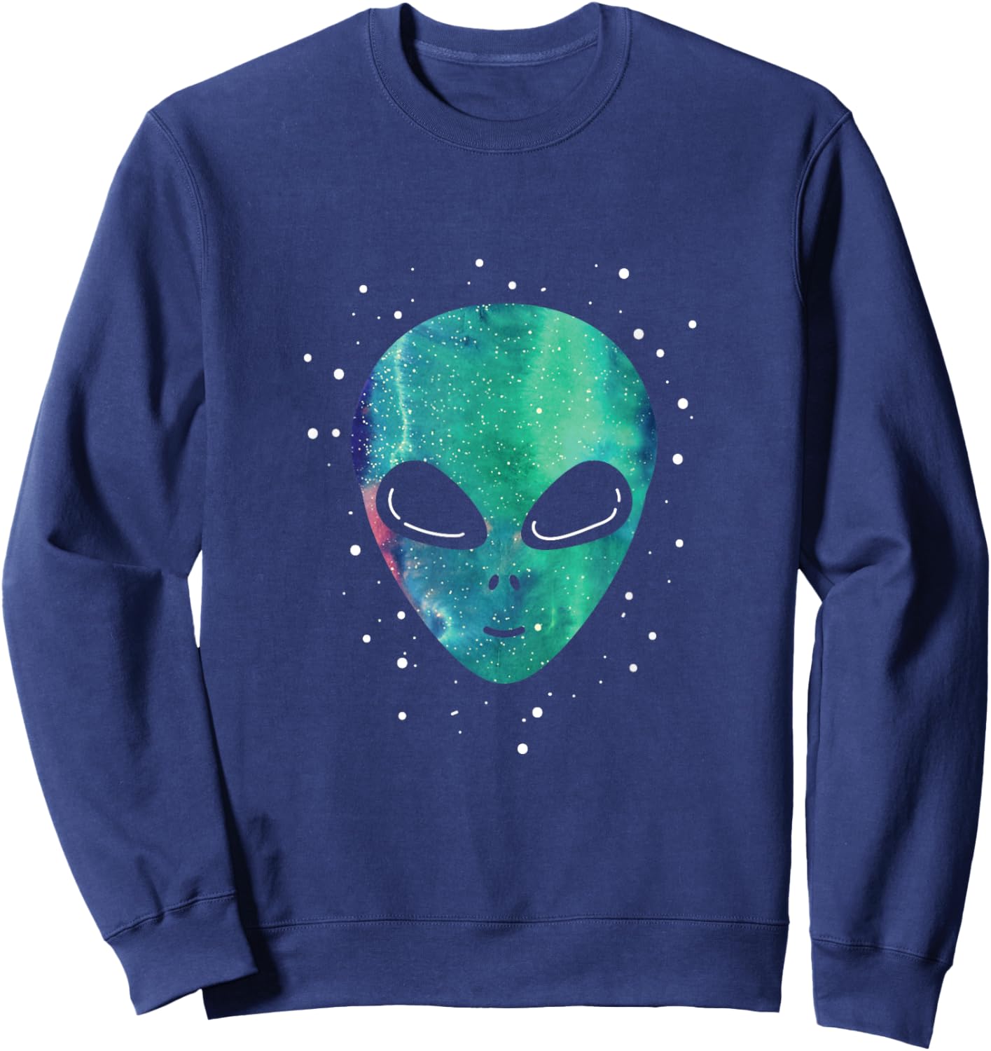 Alien Head Starry Night Sky Gift Fun Sweatshirt - Sweatshirt | Navy