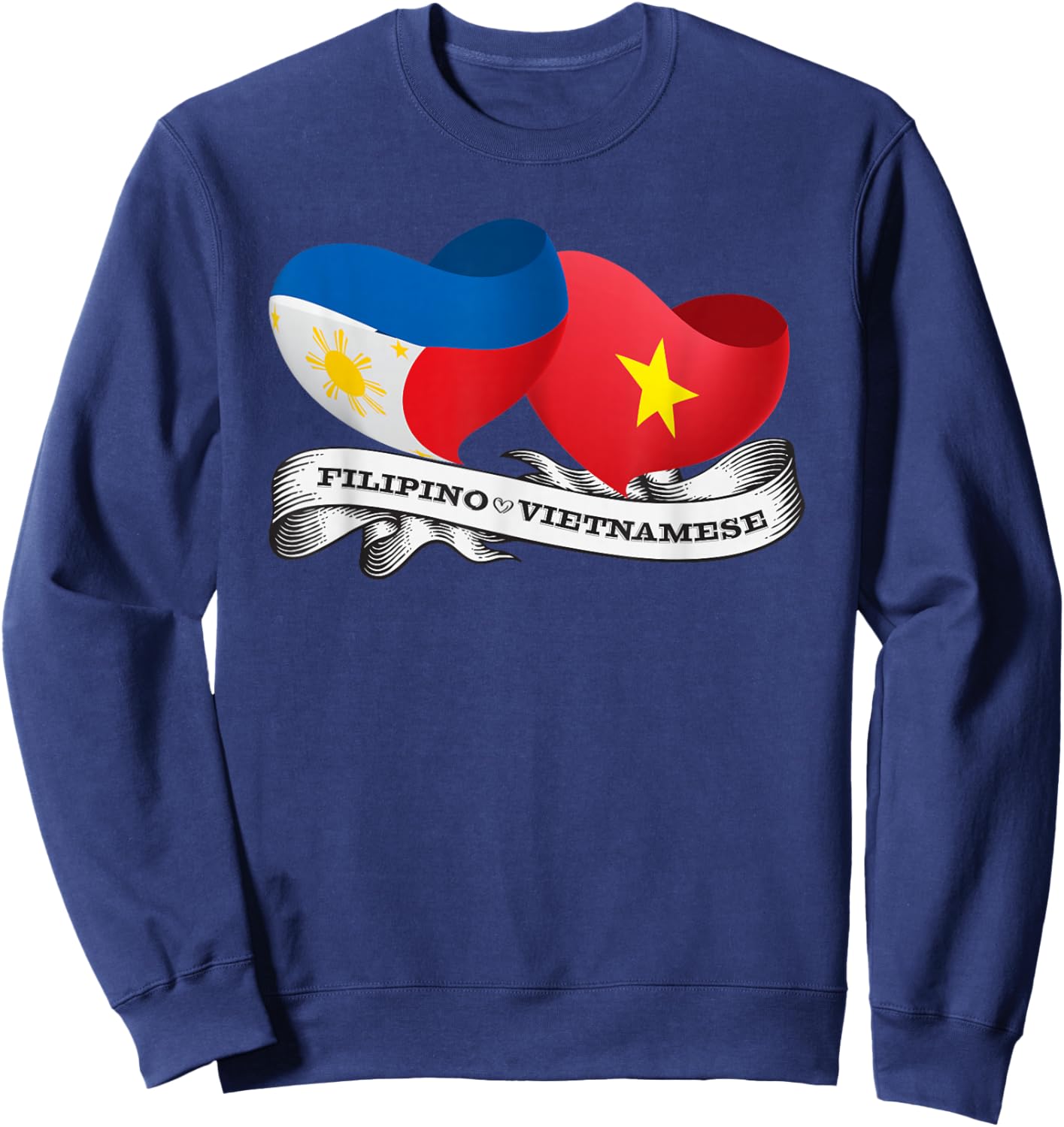 Half Filipino, Half Vietnamese heart flag Sweatshirt - Sweatshirt | Navy