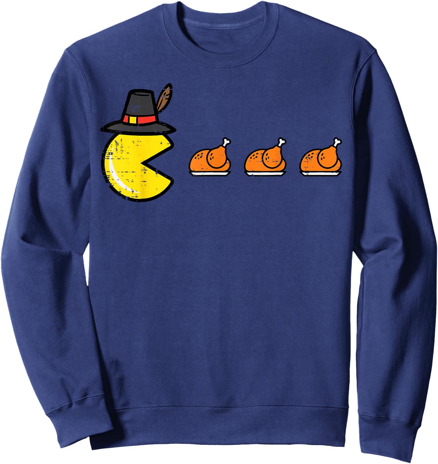 Thanksgiving Video Game Eating Turkey Gamer Men Women Kids Sweatshirt - Sweatshirt | Navy