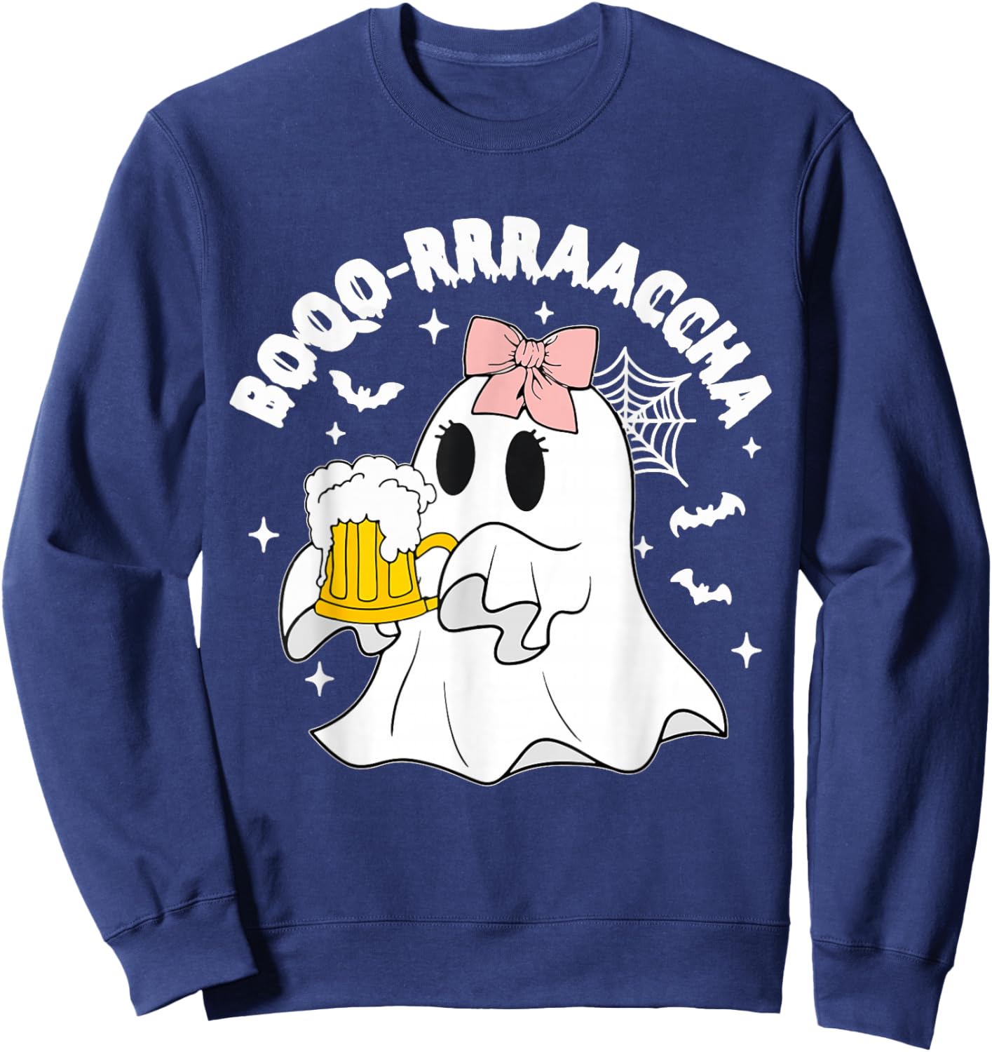 Boo-racha Funny Halloween Ghost Beer Design Borracha Funny Sweatshirt - Sweatshirt | Navy