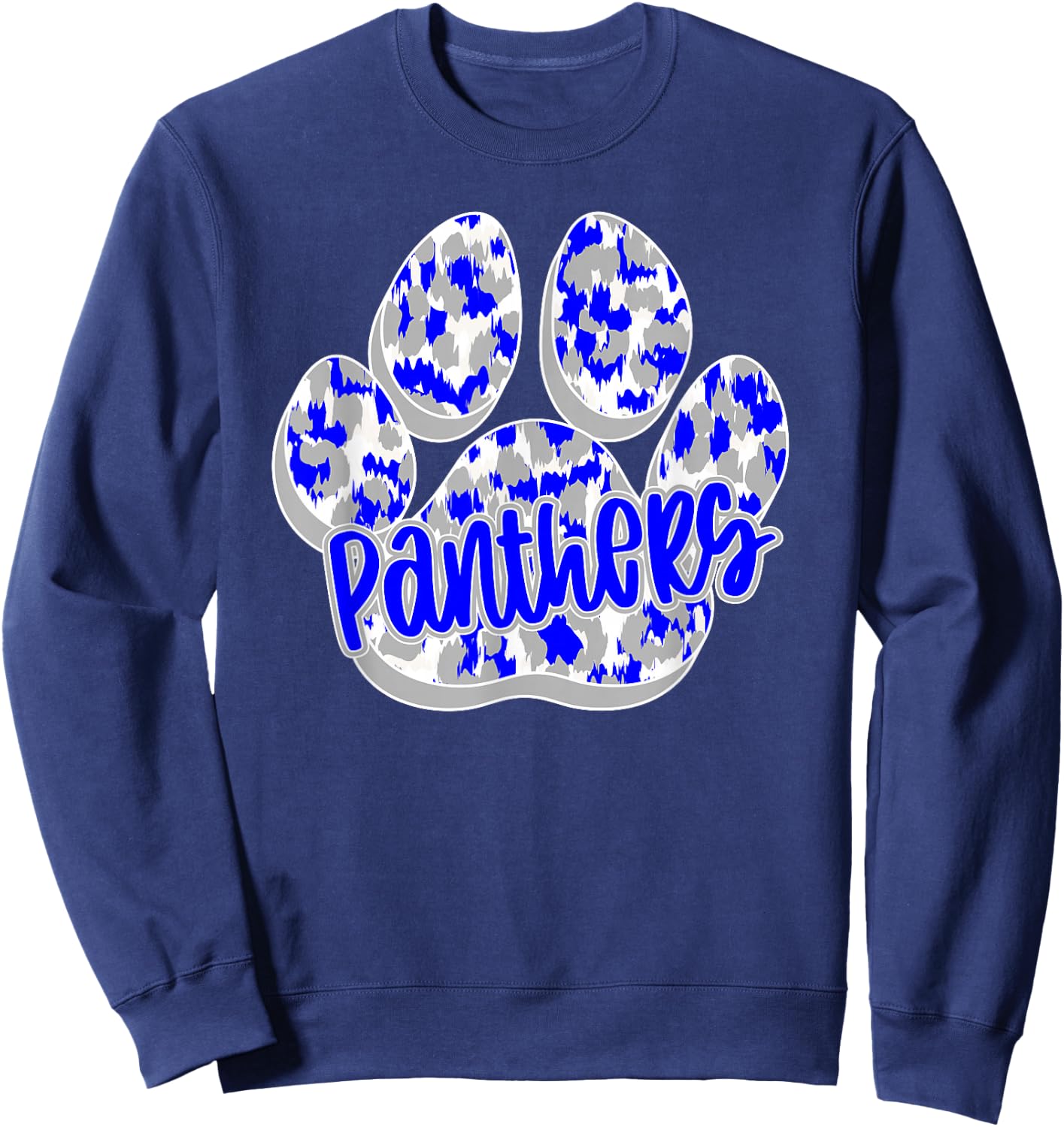 Panthers Paw Print Blue Panther Pride School Spirit Panthers Sweatshirt - Sweatshirt | Navy