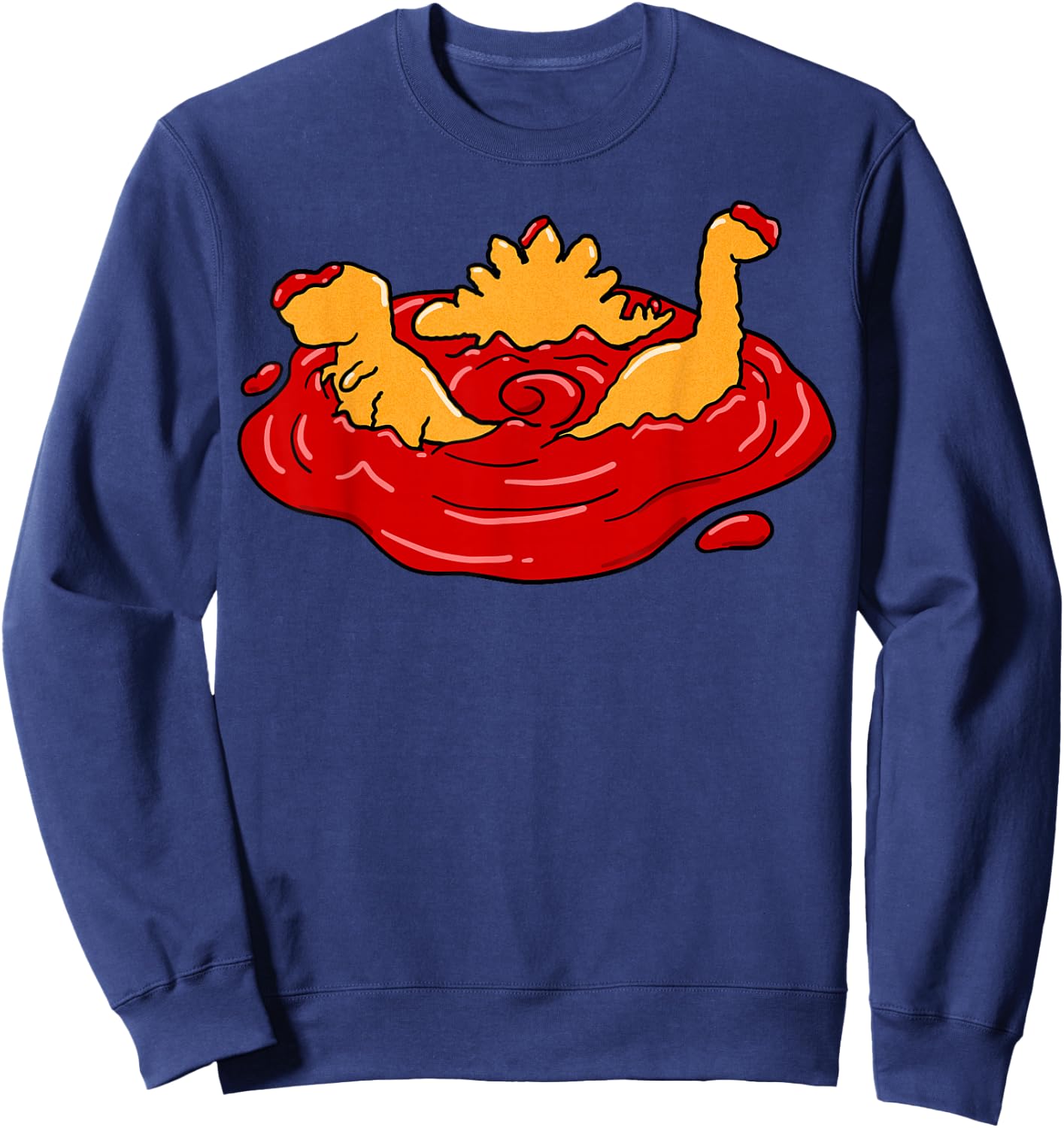 Ketchup Dino Nugget Apocalypse Funny Dinosaur Chicken Nugget Sweatshirt - Sweatshirt | Navy