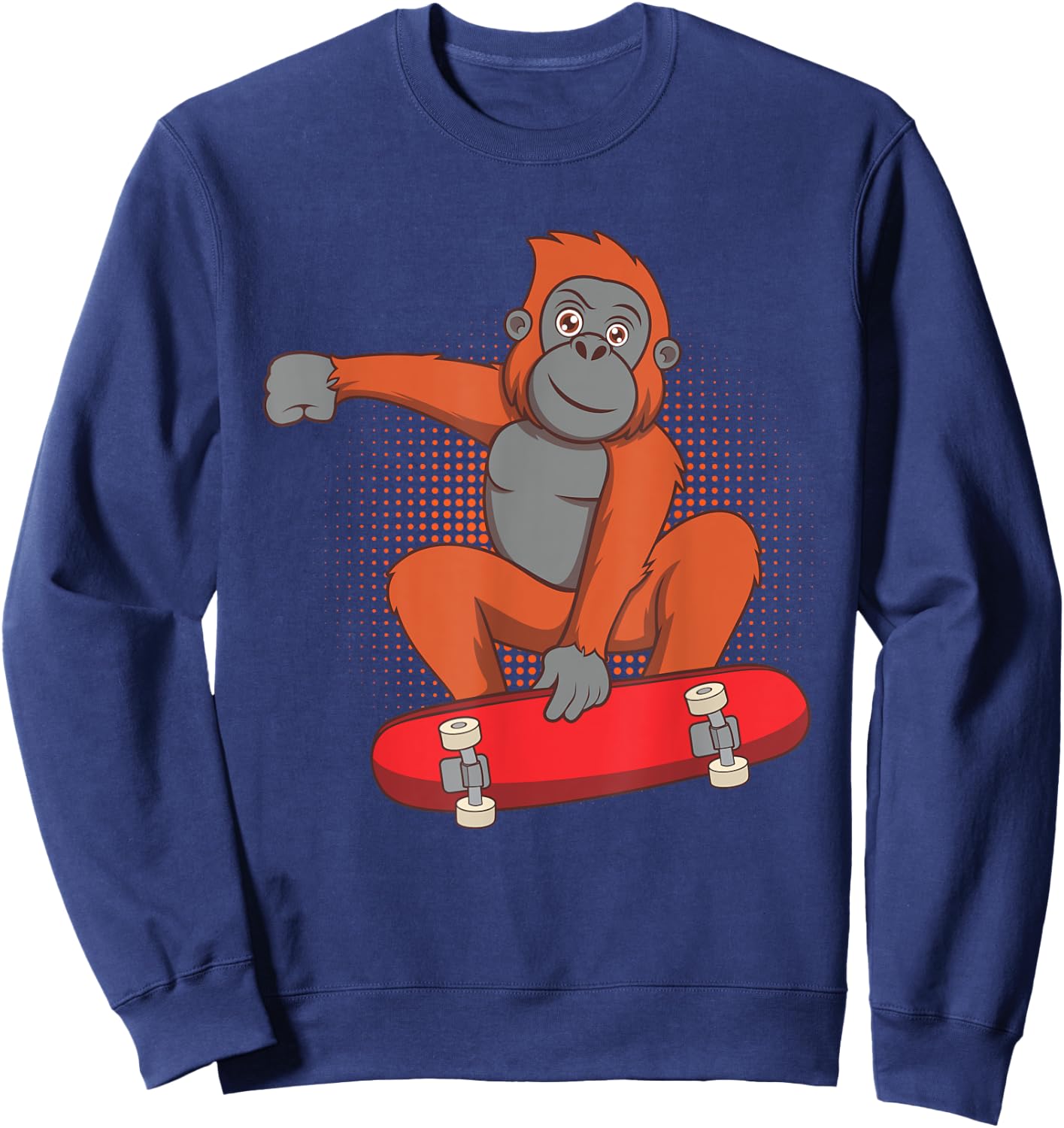 Orangutan Skating Funny Skateboard Monkey Sweatshirt - Sweatshirt | Navy