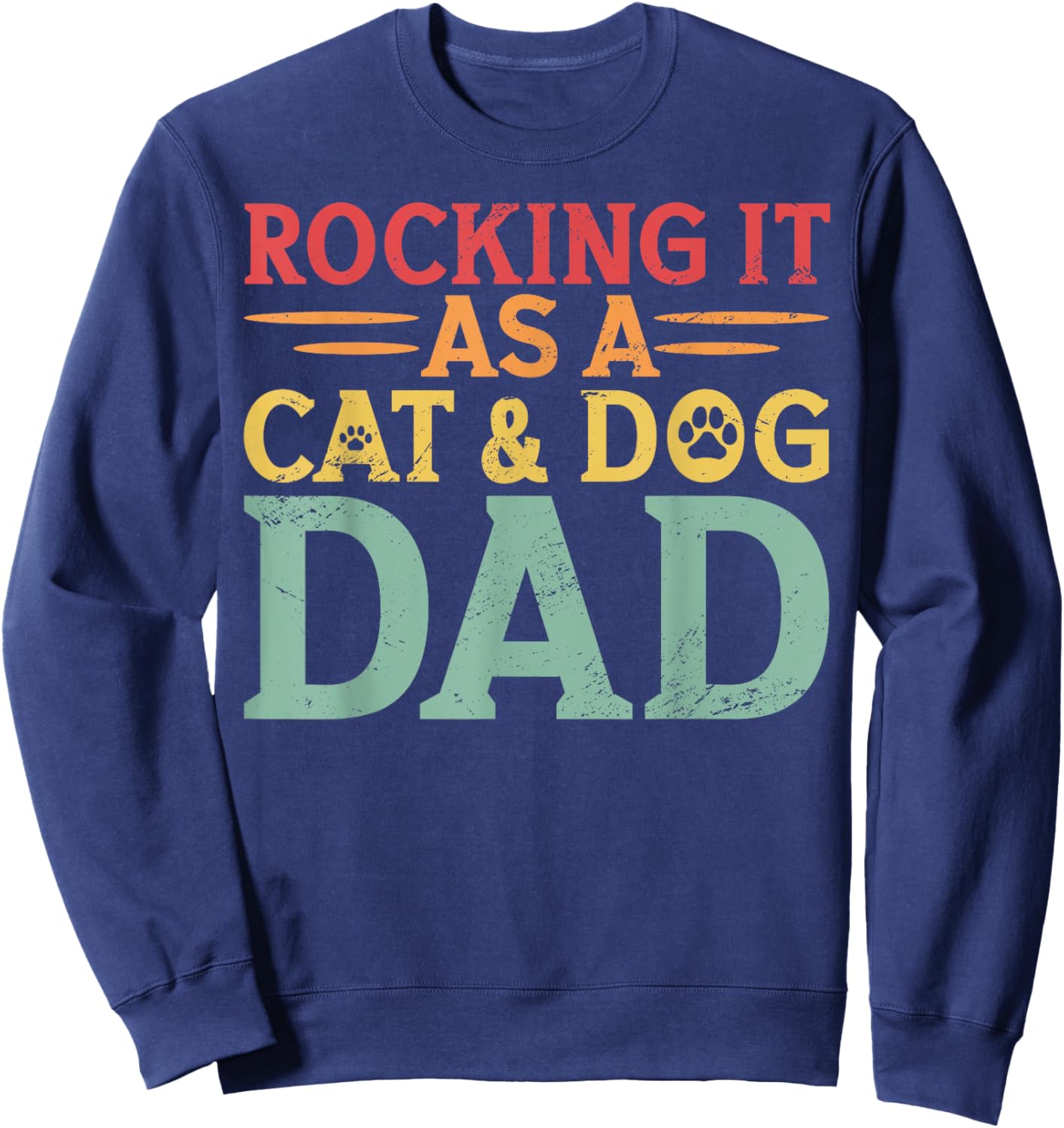 Cat And Dog Dad Fur Dad Father's Day Men Women Sweatshirt - Sweatshirt | Navy
