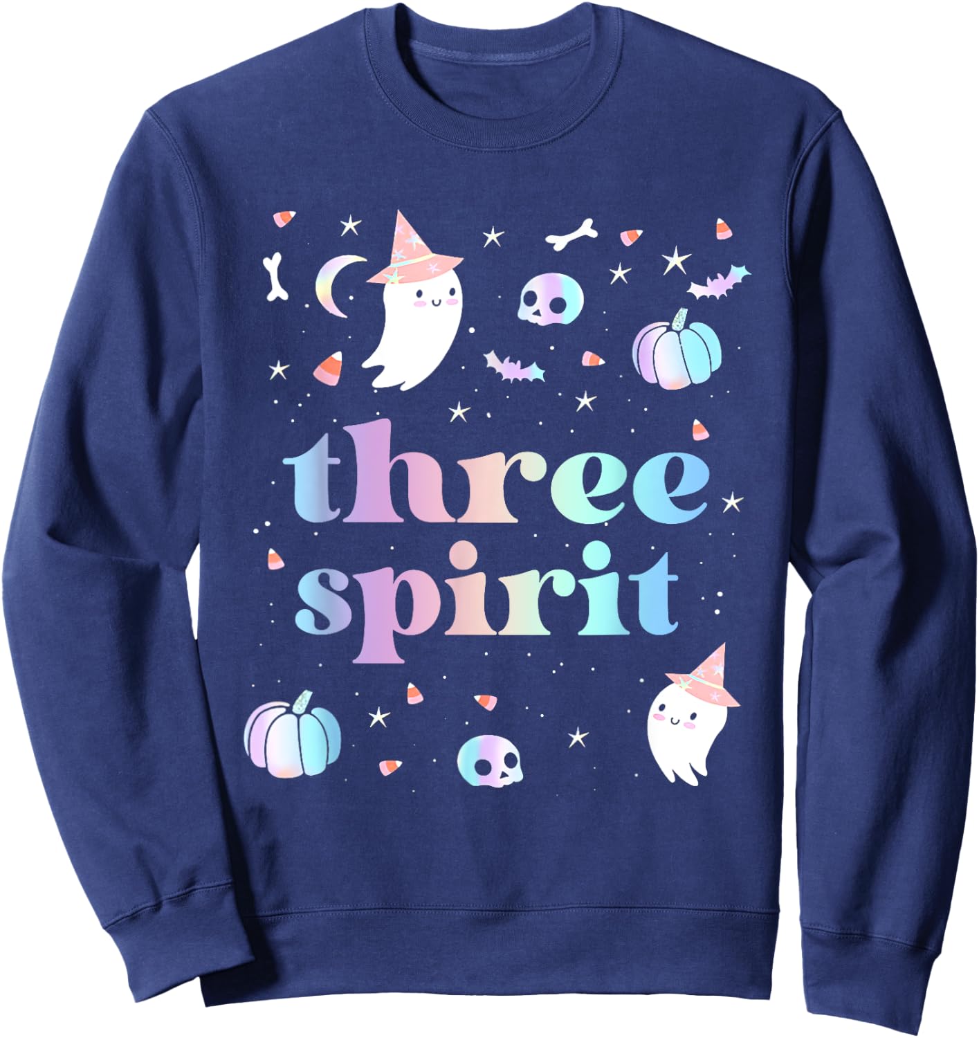 Three Spirit Birthday Girl 3 Year Old Cute Halloween Sweatshirt - Sweatshirt | Navy