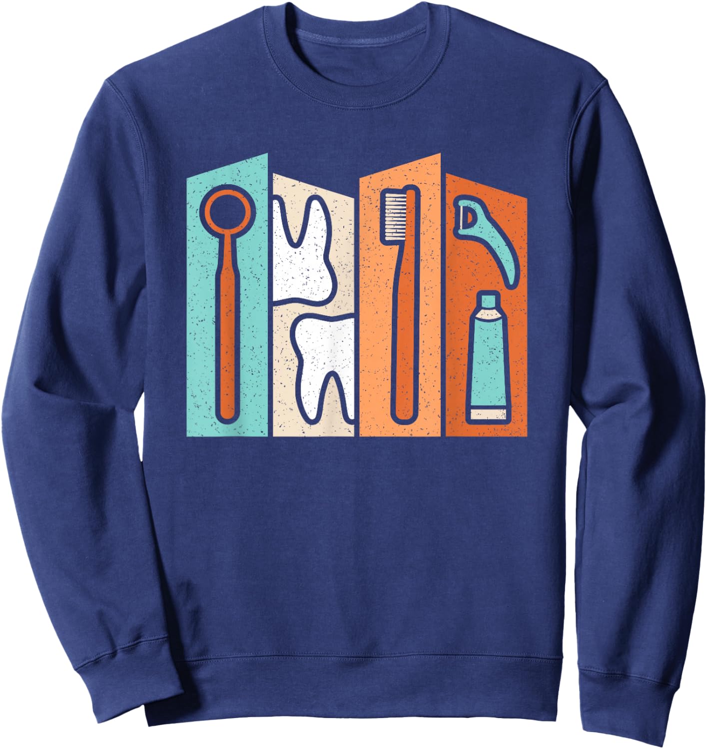 Retro Dentist Instruments Tooth Dental Hygienist Men Women Sweatshirt - Sweatshirt | Navy