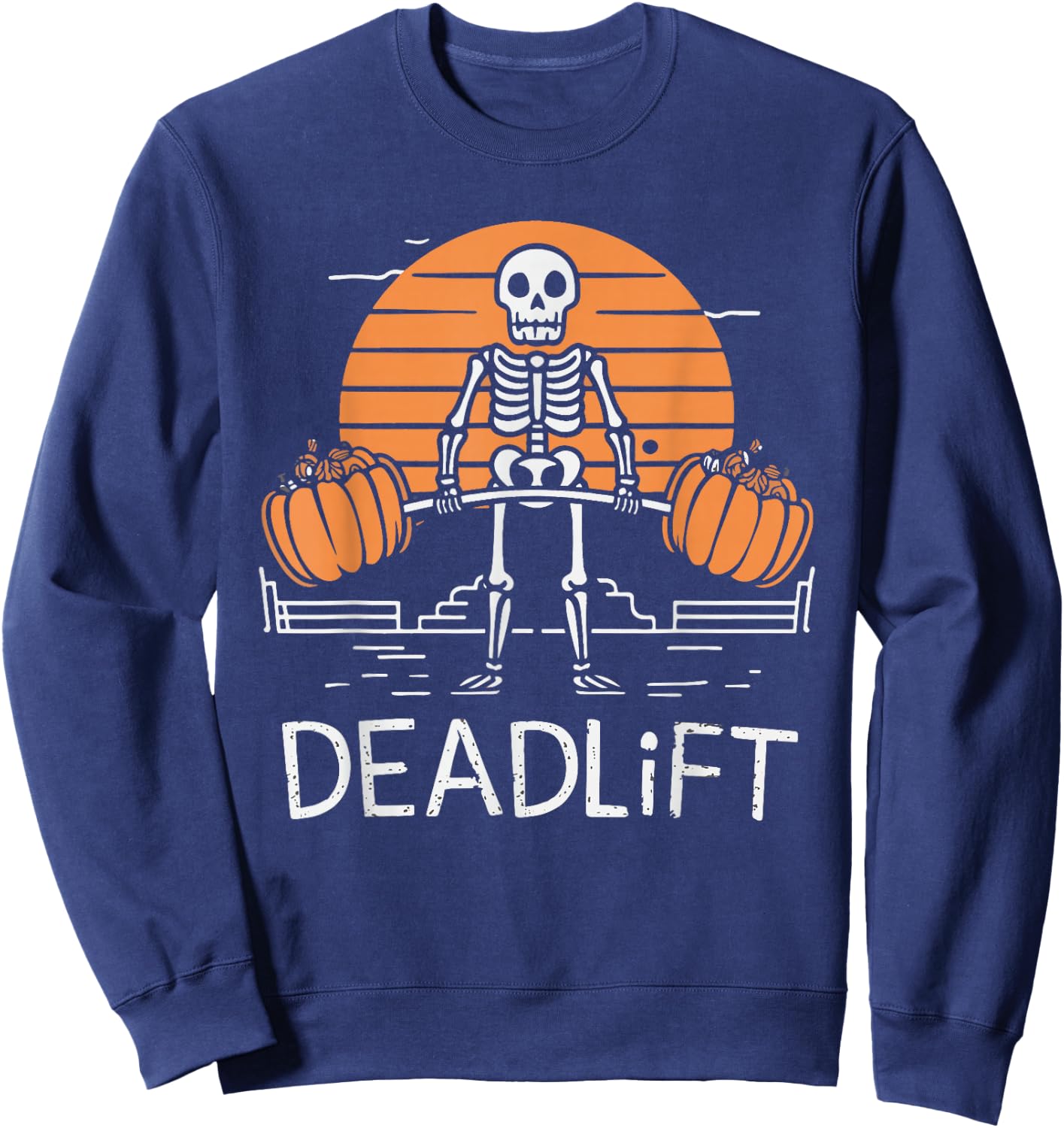 Skeleton Deadlift Spooky Weightlifting Workout Sweatshirt - Sweatshirt | Navy