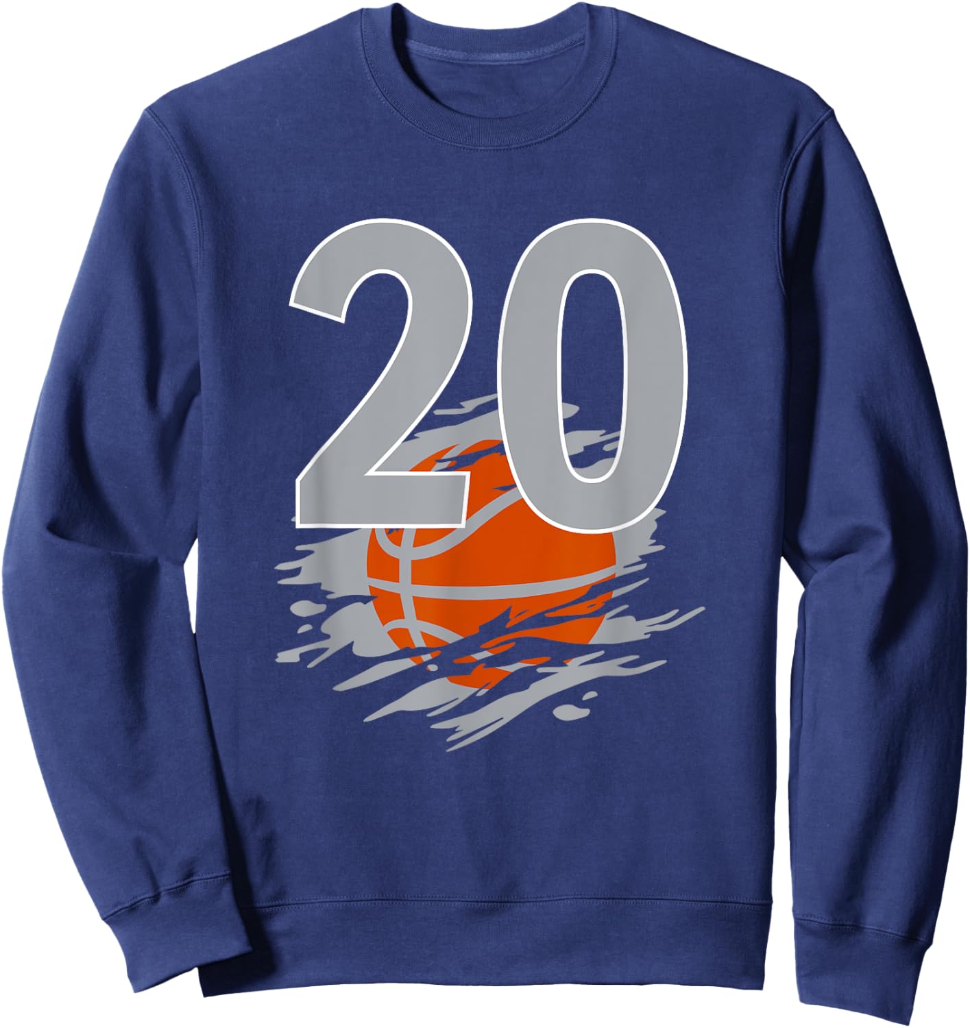 Jersey #20 Black White Basketball Team Number 20 Silver Sweatshirt - Sweatshirt | Navy