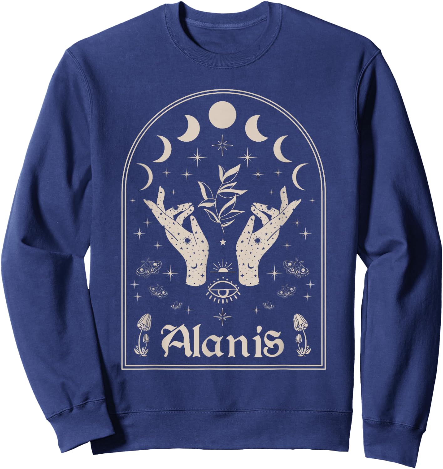 I Love Alanis Personalized Retro Moon First Name Sweatshirt - Sweatshirt | Navy