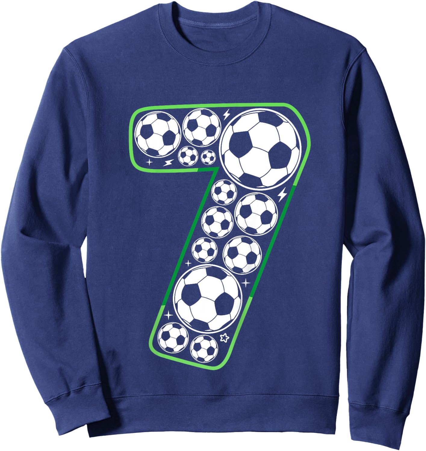 Kids Soccer 7th Birthday Seven 7 Year Old Boy Present 7 Yr Old Sweatshirt - Sweatshirt | Navy