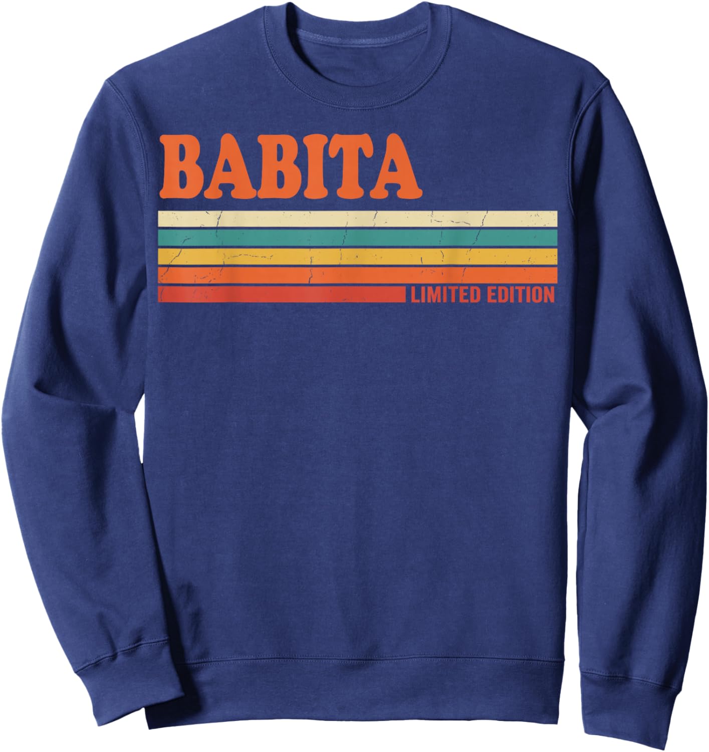 Babita Retro Personalized First Name Vintage Stripes Sweatshirt - Sweatshirt | Navy