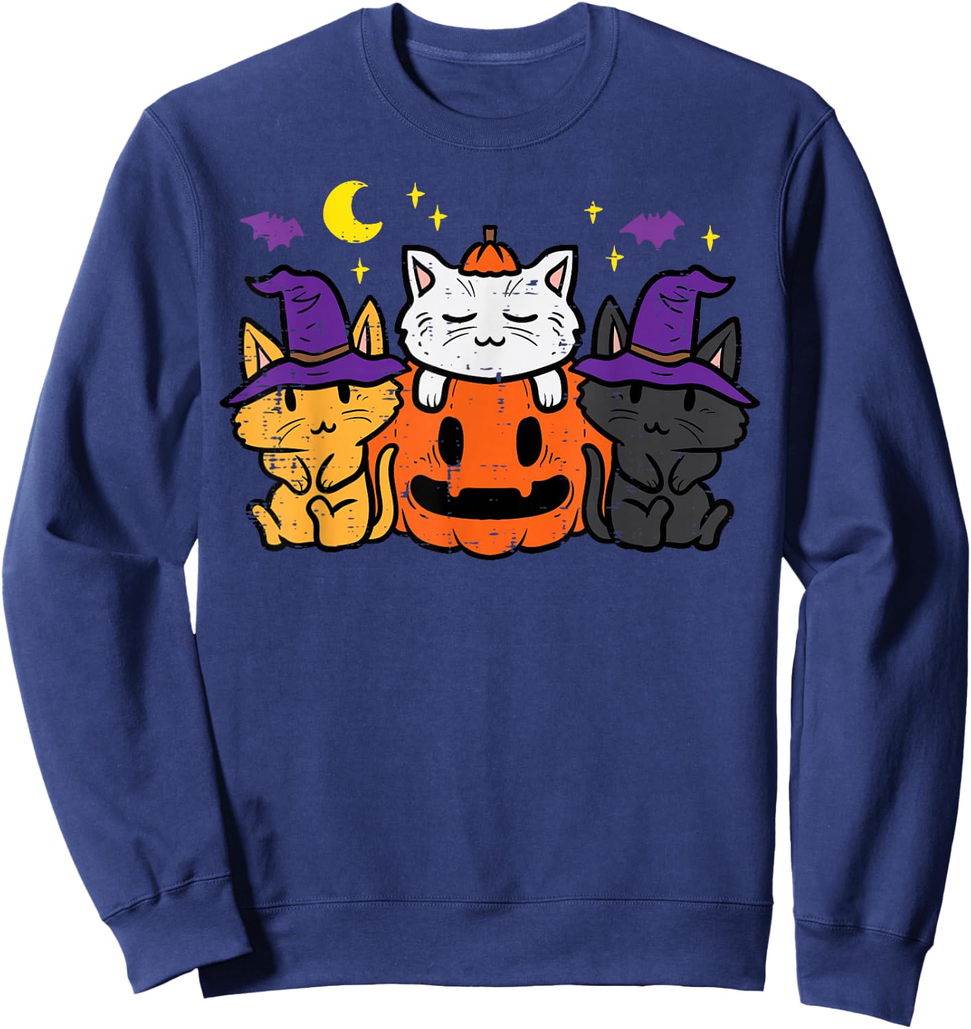 Halloween Cats Pumpkin Kitten Costume Girls Kids Youth Women Sweatshirt - Sweatshirt | Navy