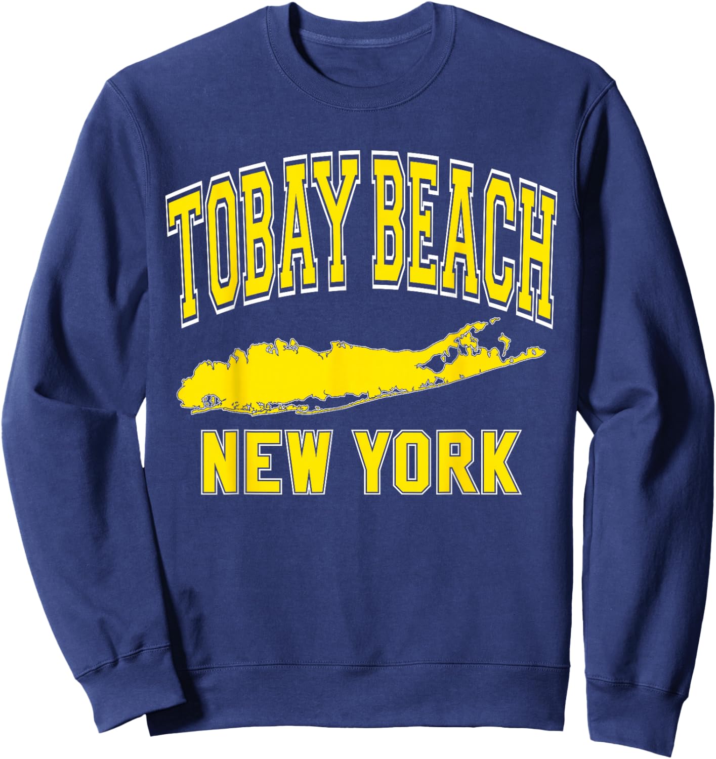 Tobay Beach New York Text Long Island Yellow Print Sweatshirt - Sweatshirt | Navy