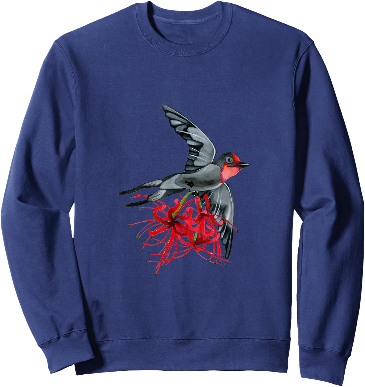 Swallowtail in flight with red spider lilies bird wings air Sweatshirt - Sweatshirt | Navy