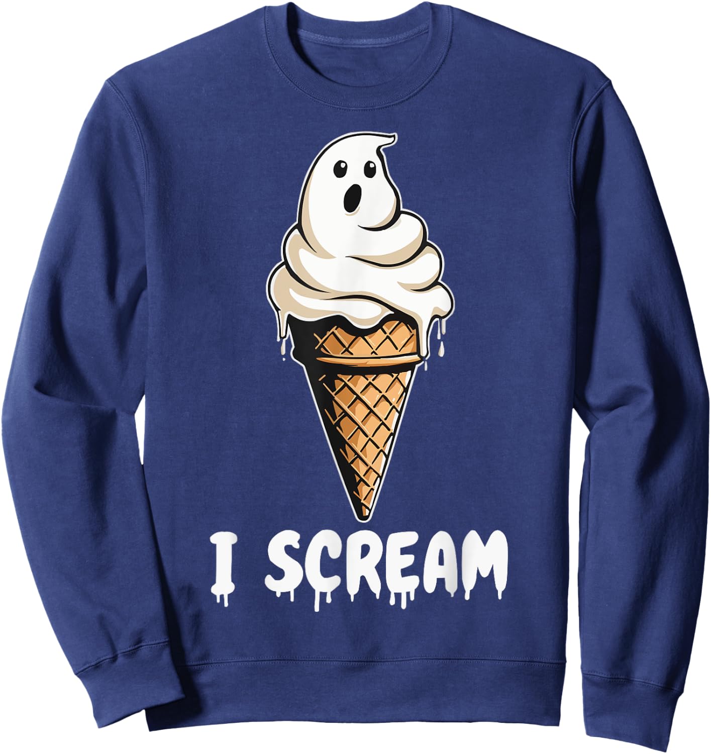 Funny Cute Ice Cream Ghost I Scream Halloween Party Costume Sweatshirt - Sweatshirt | Navy
