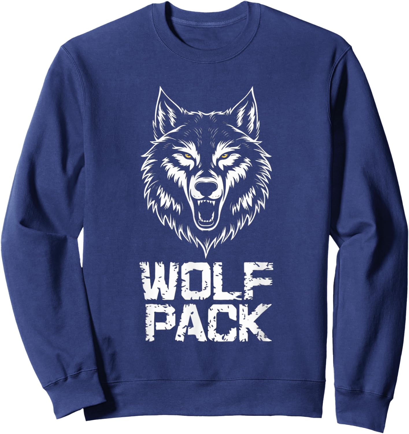 Intimidating Wolf Pack Design Sweatshirt - Sweatshirt | Navy