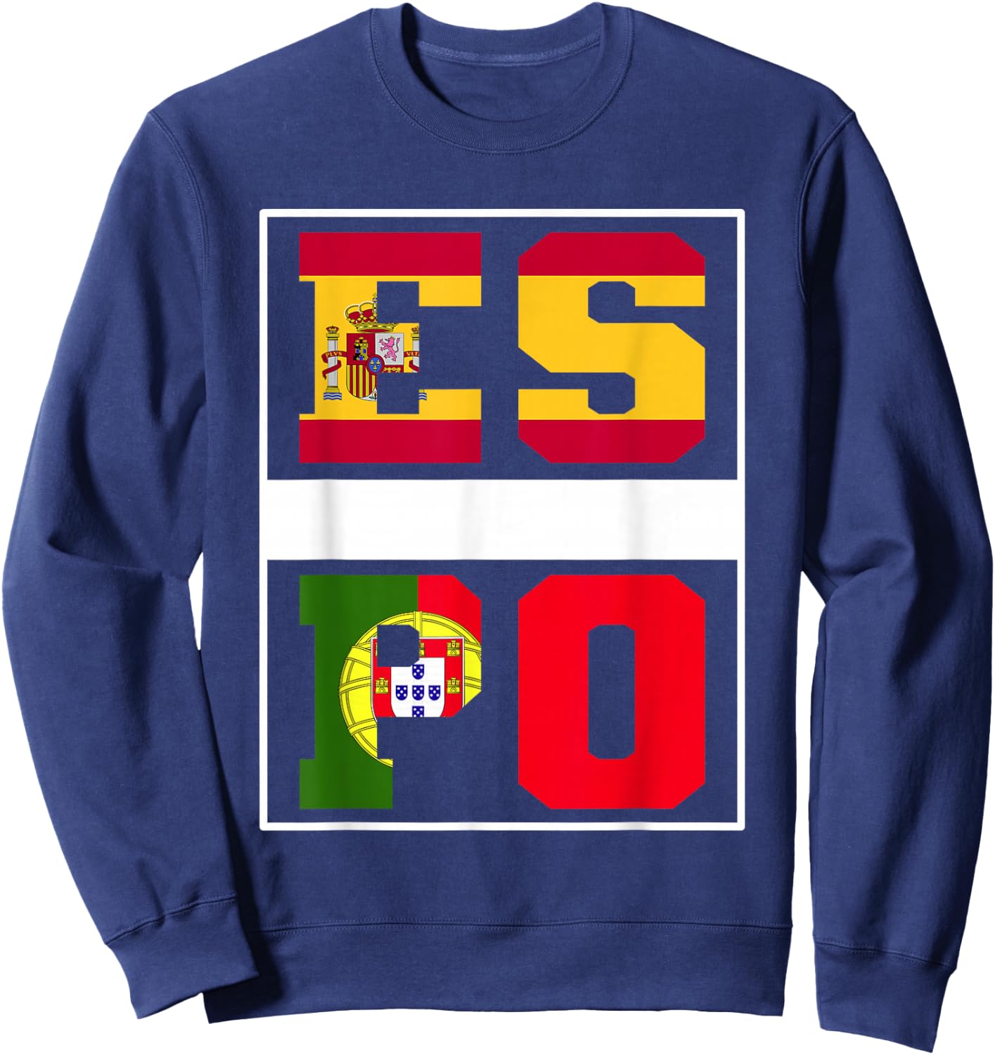 Half Portuguese half Spanish Mixed Heritage Portugal Spain Sweatshirt - Sweatshirt | Navy