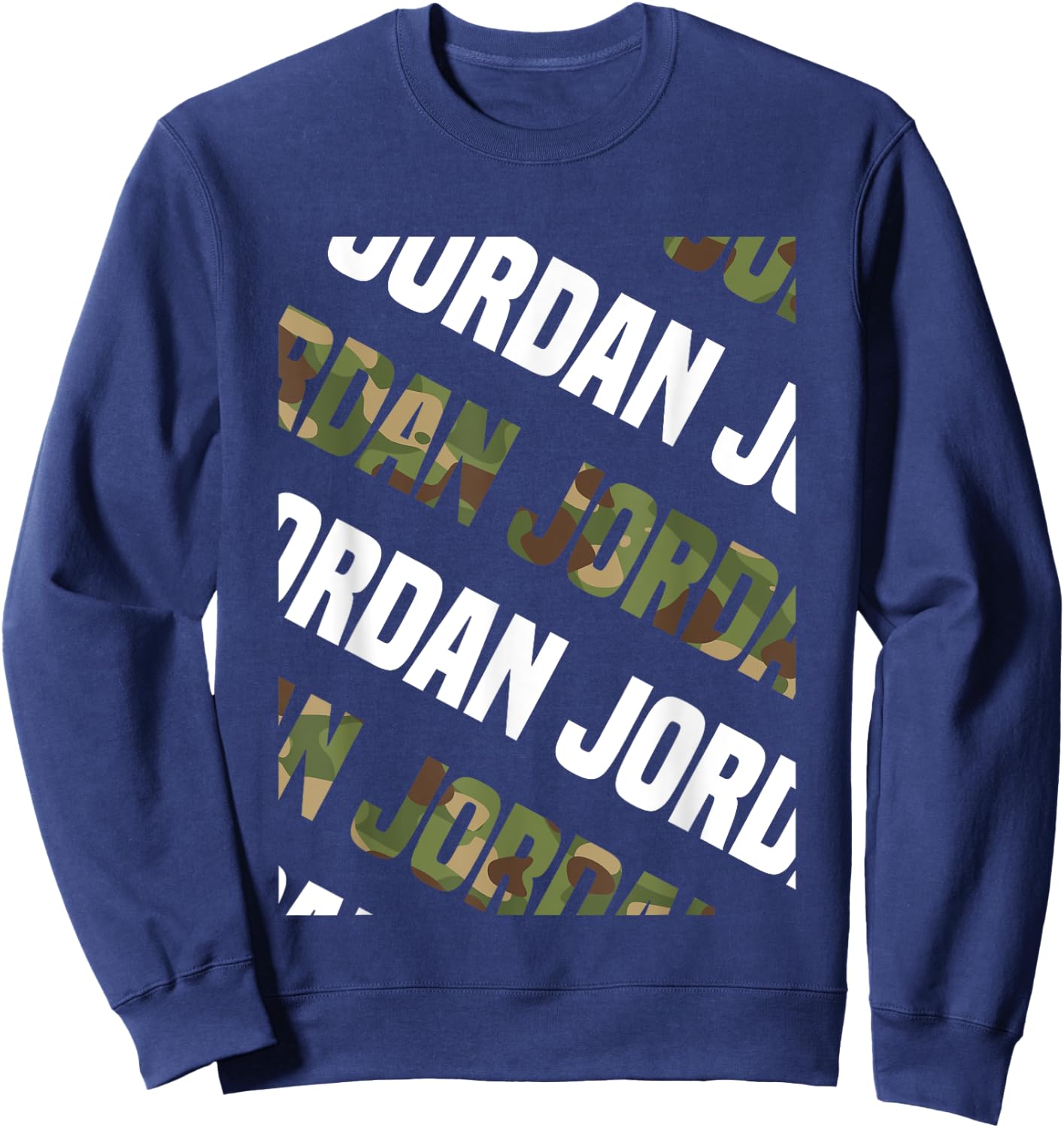Diagonal Jordan Pattern Design Gift Green Camouflage Print Sweatshirt - Sweatshirt | Navy