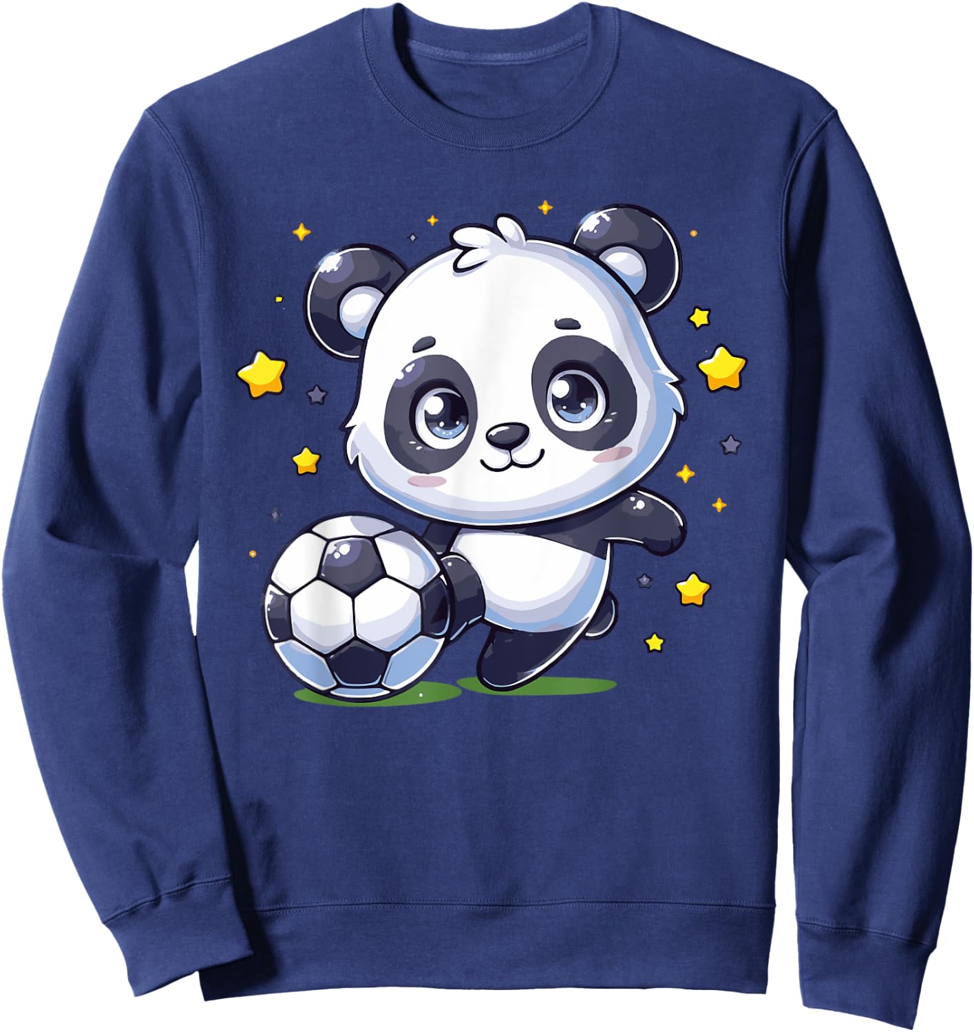 Soccer Player Panda Kicking Soccer Ball Cute Girls Graphic Sweatshirt - Sweatshirt | Navy