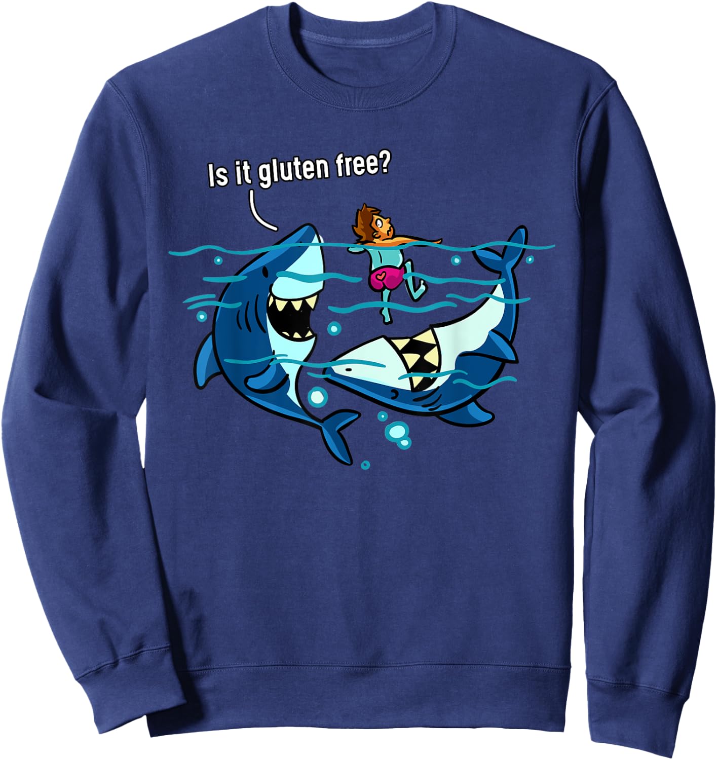 Gluten Free Shark Gift Celiac Disease Sweatshirt - Sweatshirt | Navy