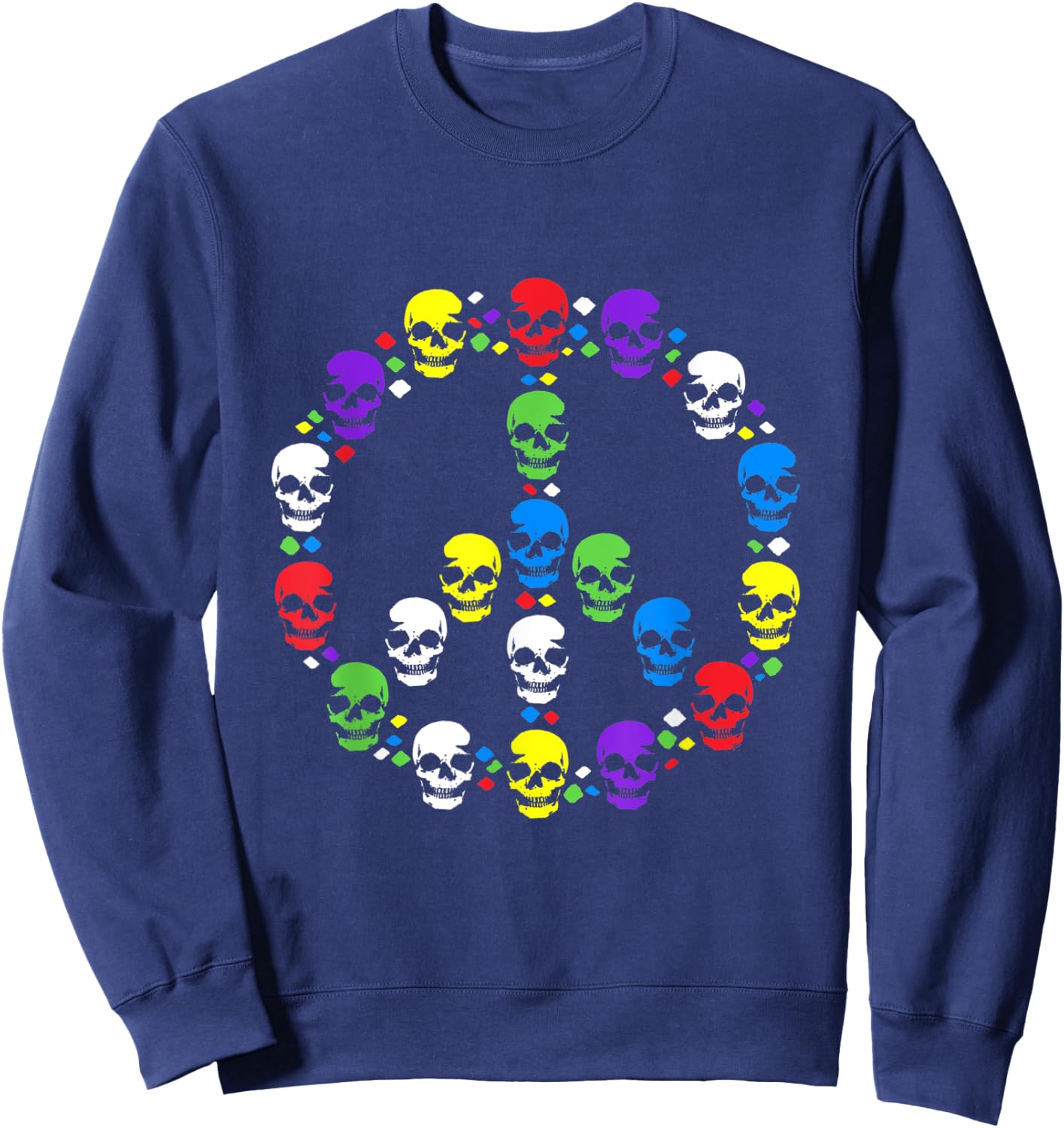 Skull Peace Sign Sweatshirt - Sweatshirt | Navy