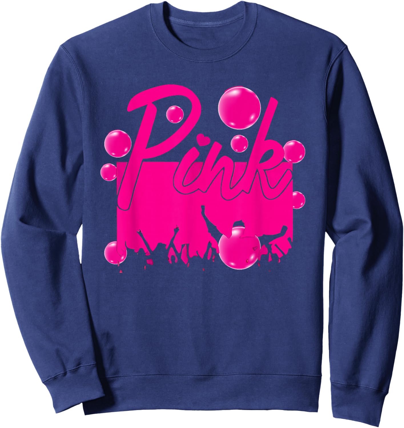 Retro Pink Personalized Name Pink Women Kids Meme Sweatshirt - Sweatshirt | Navy