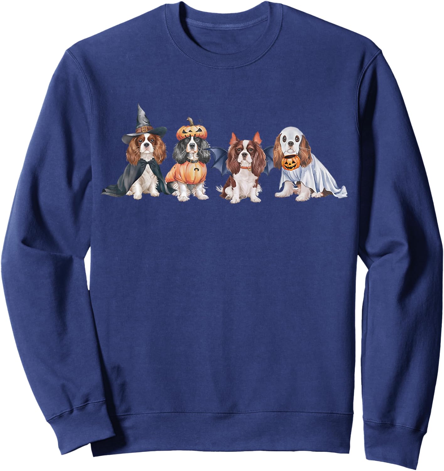Cute Ghost Witch Cavalier king charles spaniel Halloween Dog Sweatshirt - Sweatshirt | Navy