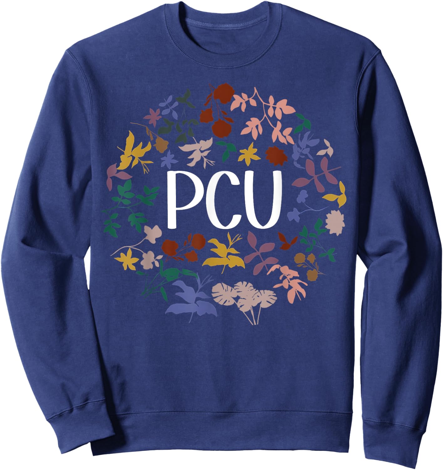 Floral PCU Nurse Progressive Care Unit Nursing Student Sweatshirt - Sweatshirt | Navy