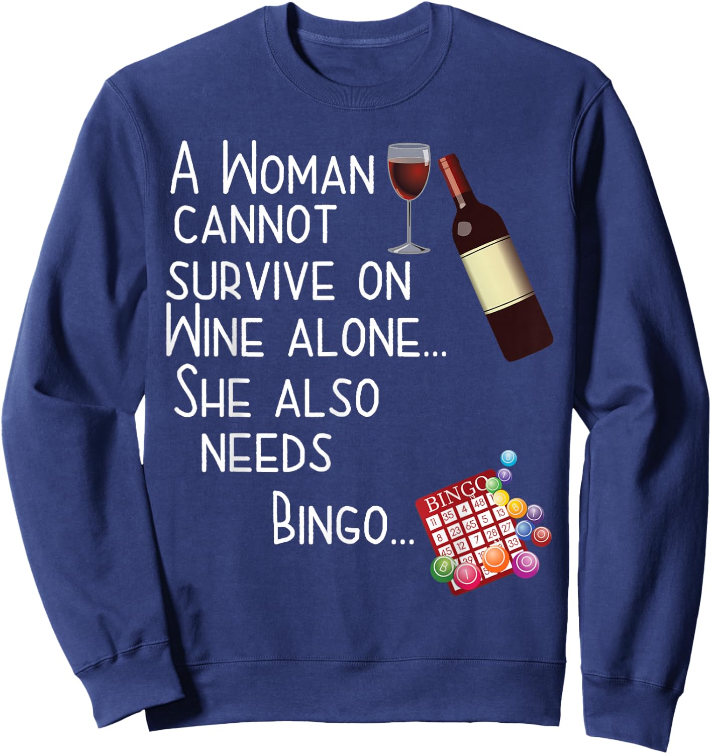 Wine & Bingo T Shirt Sweatshirt - Sweatshirt | Navy