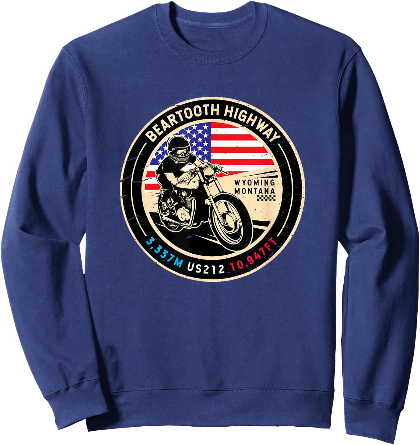 Beartooth Highway US Highway National Scenic Byway 212 Retro Sweatshirt - Sweatshirt | Navy