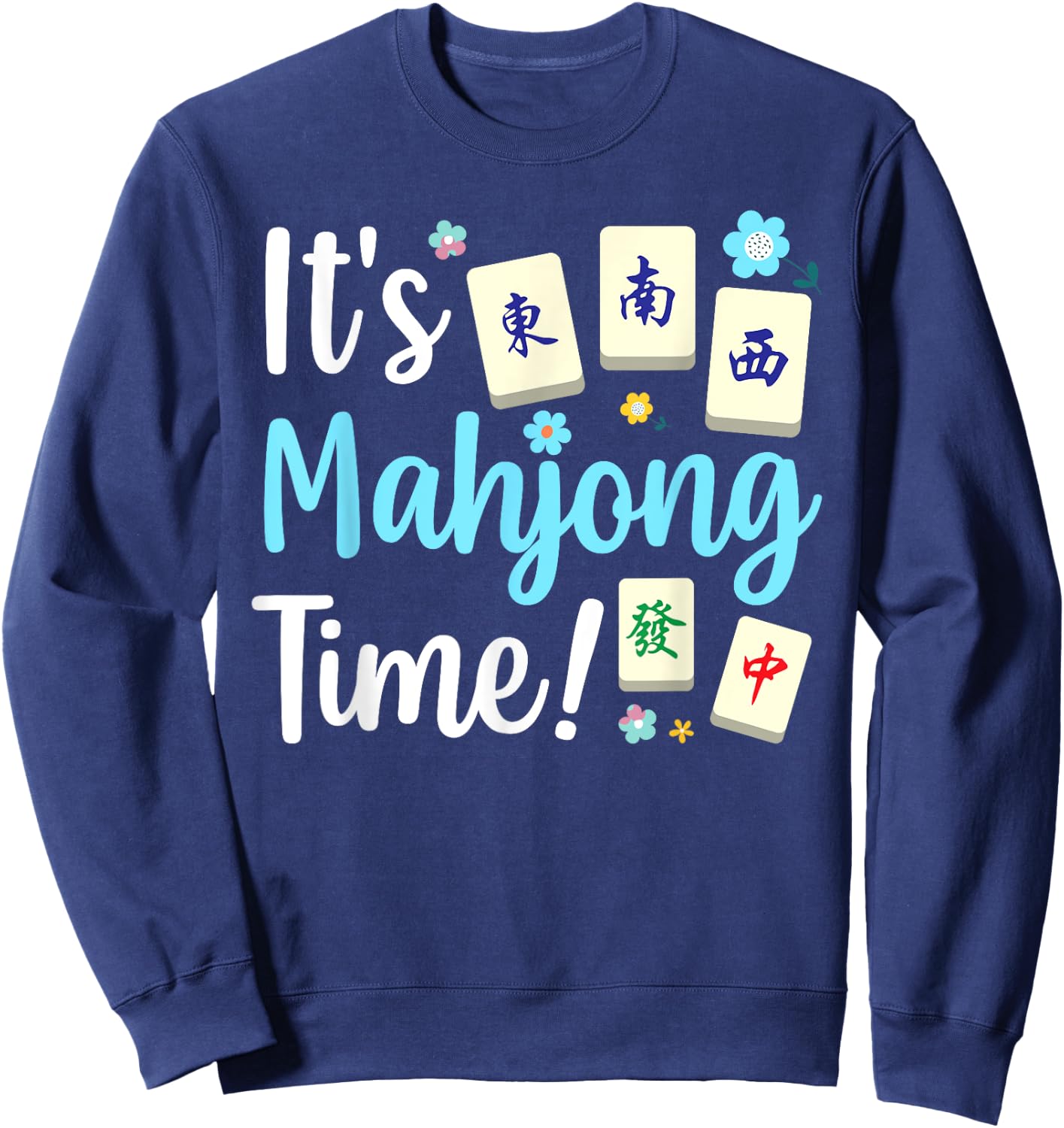 Cute Mahjong Design Women Tile Game Mahjong Player Sweatshirt - Sweatshirt | Navy