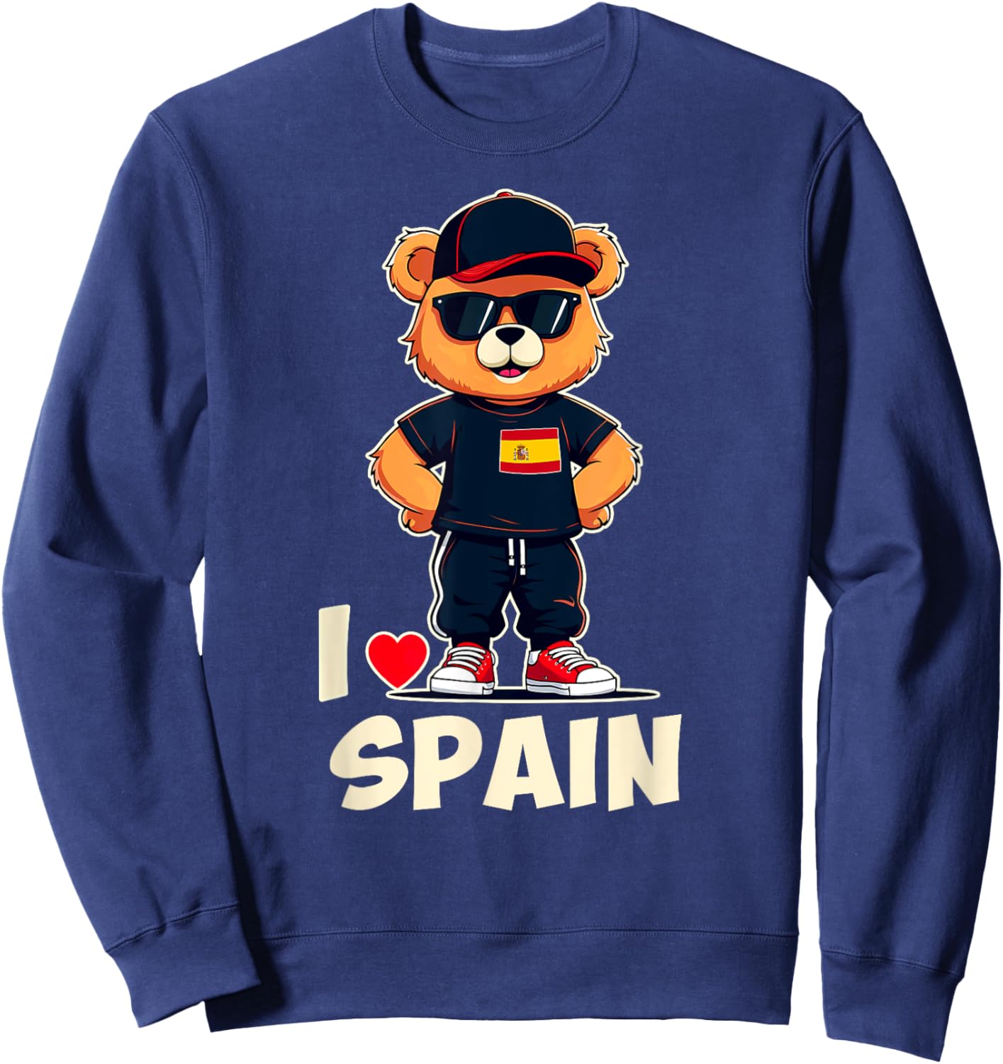 Spanish Flag Teddy Bear I Love Spain Sweatshirt - Sweatshirt | Navy
