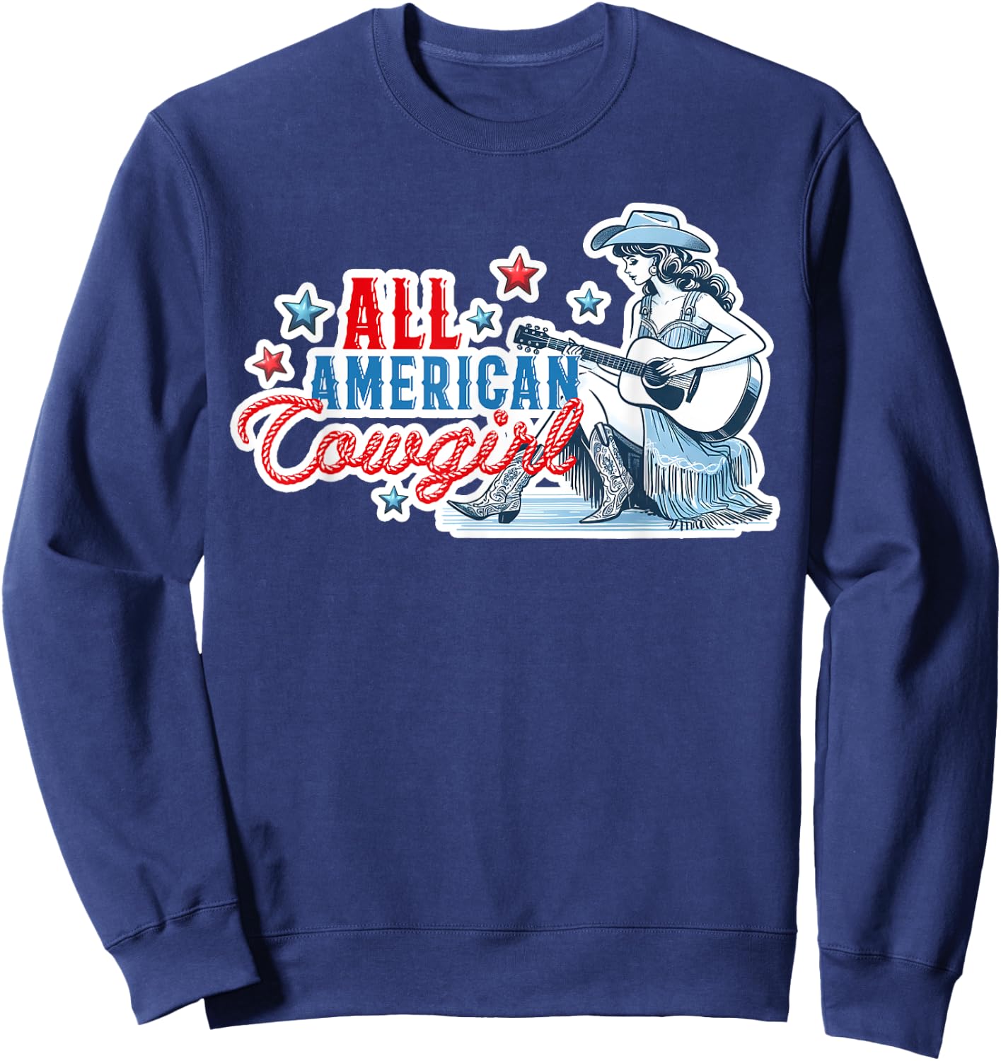 All American Cowgirl Women's Western Patriotic Rodeo Cowgirl Sweatshirt - Sweatshirt | Navy