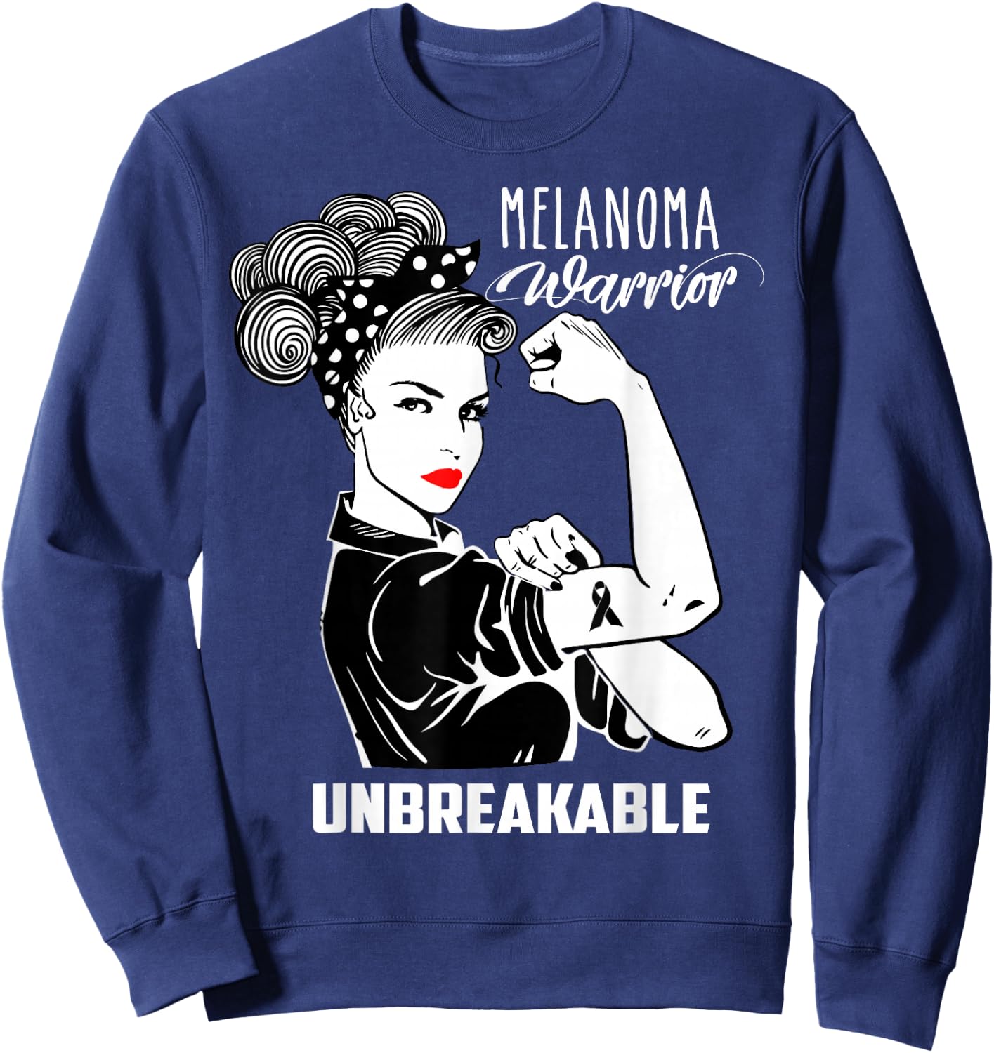 Melanoma Warrior Unbreakable Shirt Melanoma Awareness Gift Sweatshirt - Sweatshirt | Navy