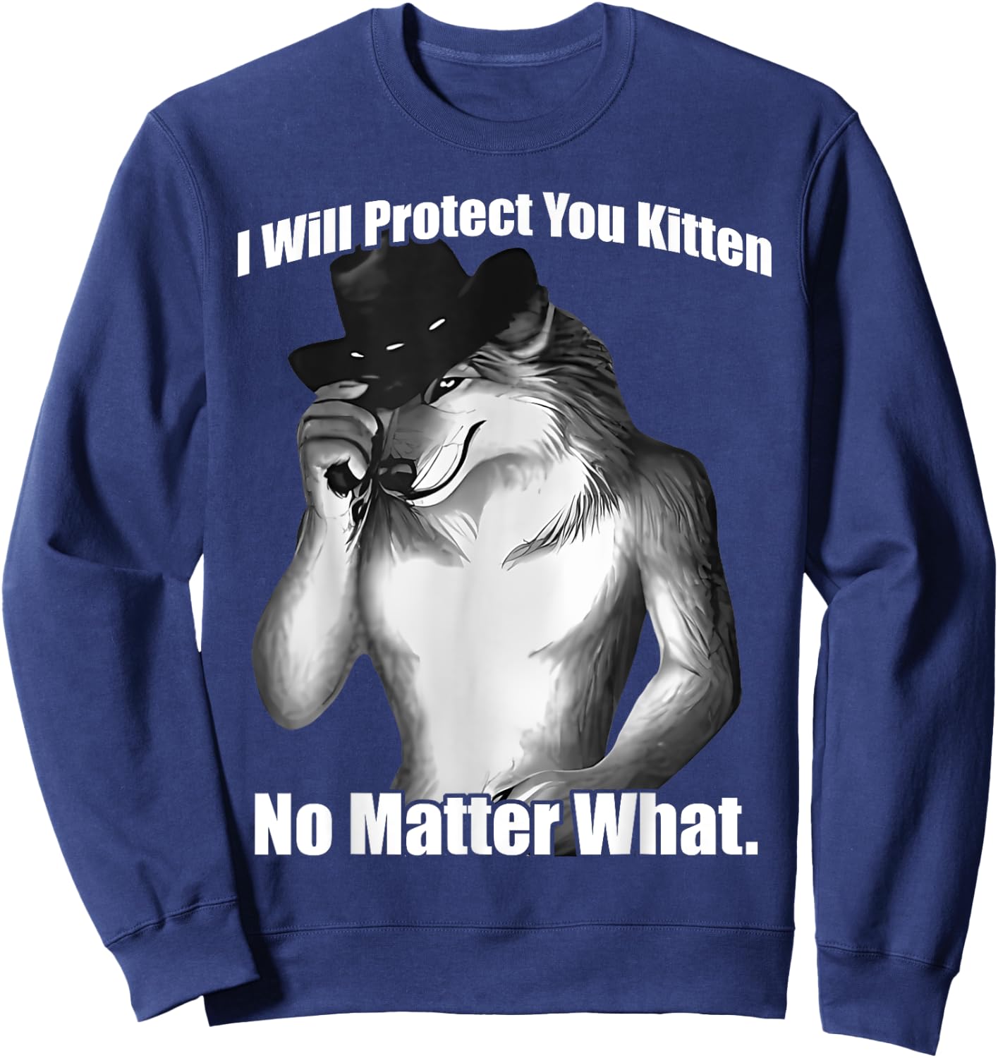 I'll Protect You Kitten No Matter What Wolf Men And Women Sweatshirt - Sweatshirt | Navy