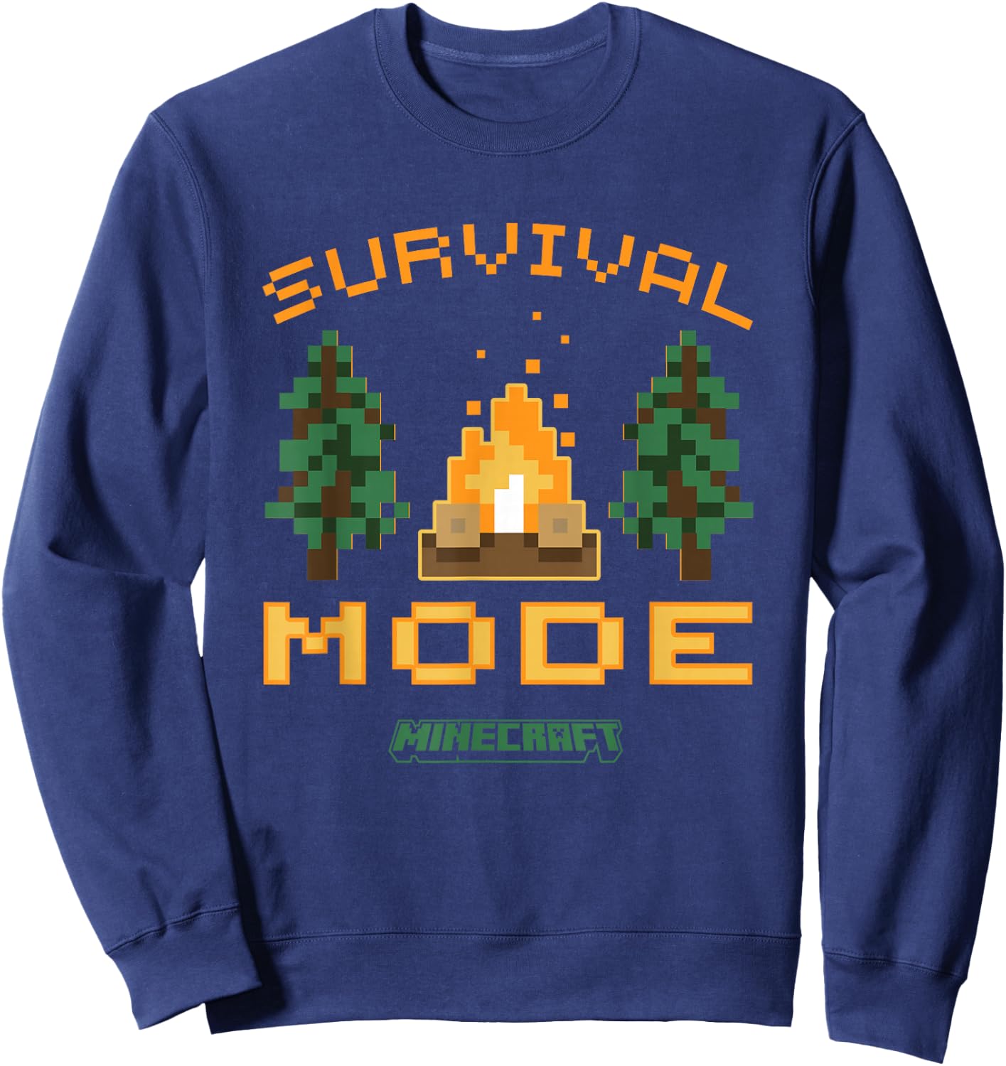 Minecraft Survival Mode Campfire in The Woods Sweatshirt - Sweatshirt | Navy