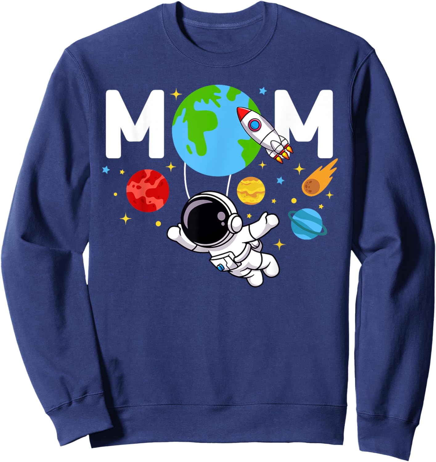 Mom Mommy Mother Space Astronaut Birthday Family Matching Sweatshirt - Sweatshirt | Navy