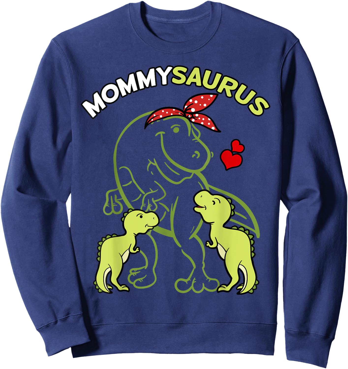 Mommysaurus Mommy 2 Kids Dinosaur Mom Mother's Day Sweatshirt - Sweatshirt | Navy