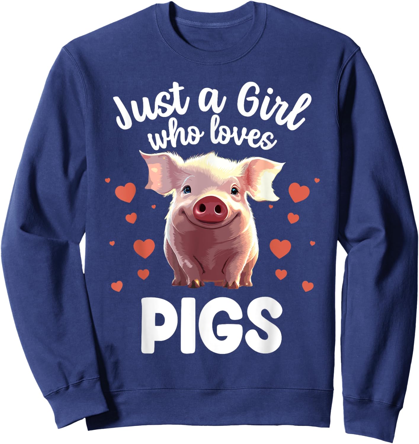 Funny Pig Lover Design Girls Farm Animal Piggy Pig Sweatshirt - Sweatshirt | Navy