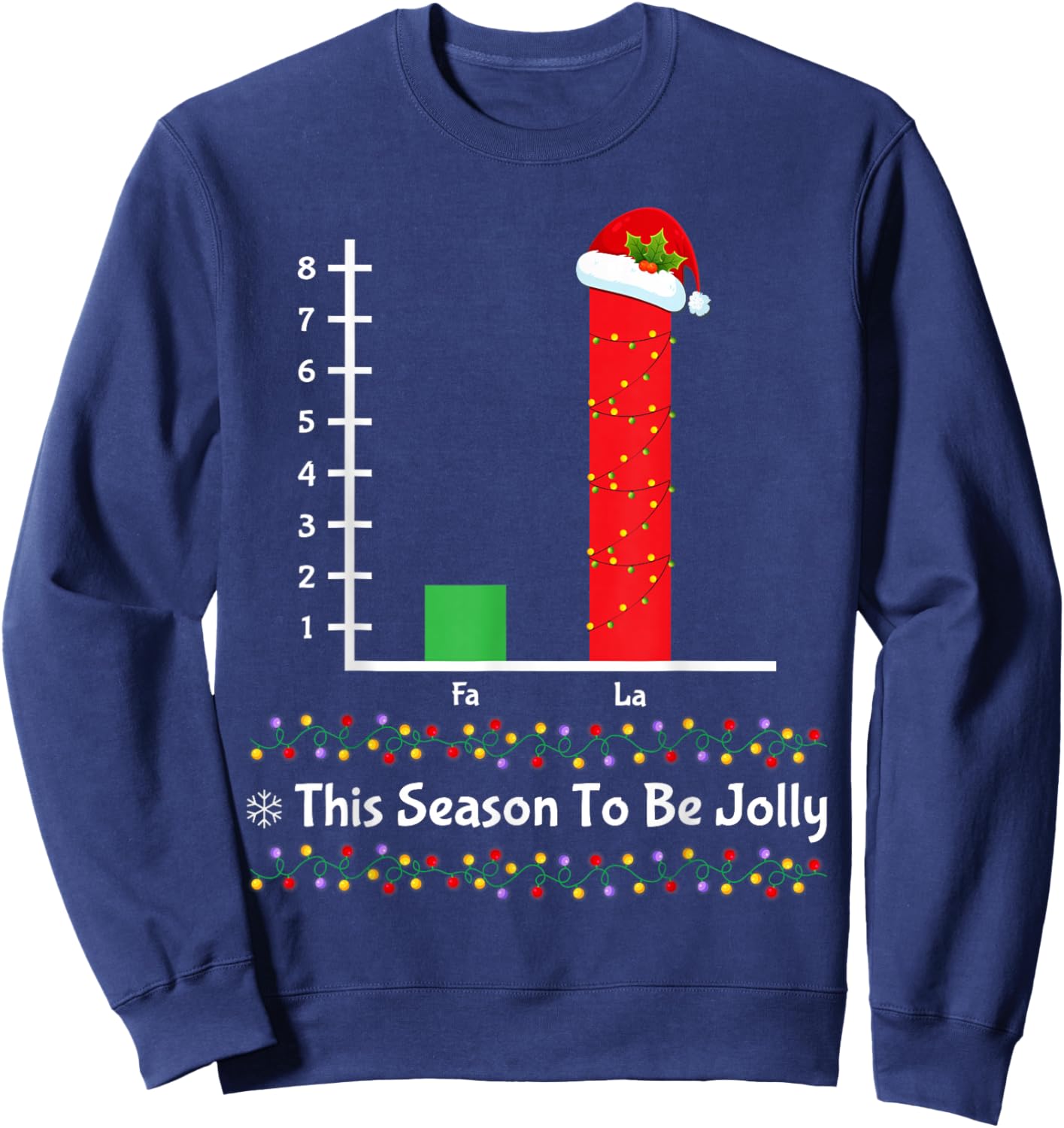 Funny Christmas Fa La La Bar Graph Math Santa Hat Gifts Sweatshirt - Sweatshirt | Navy
