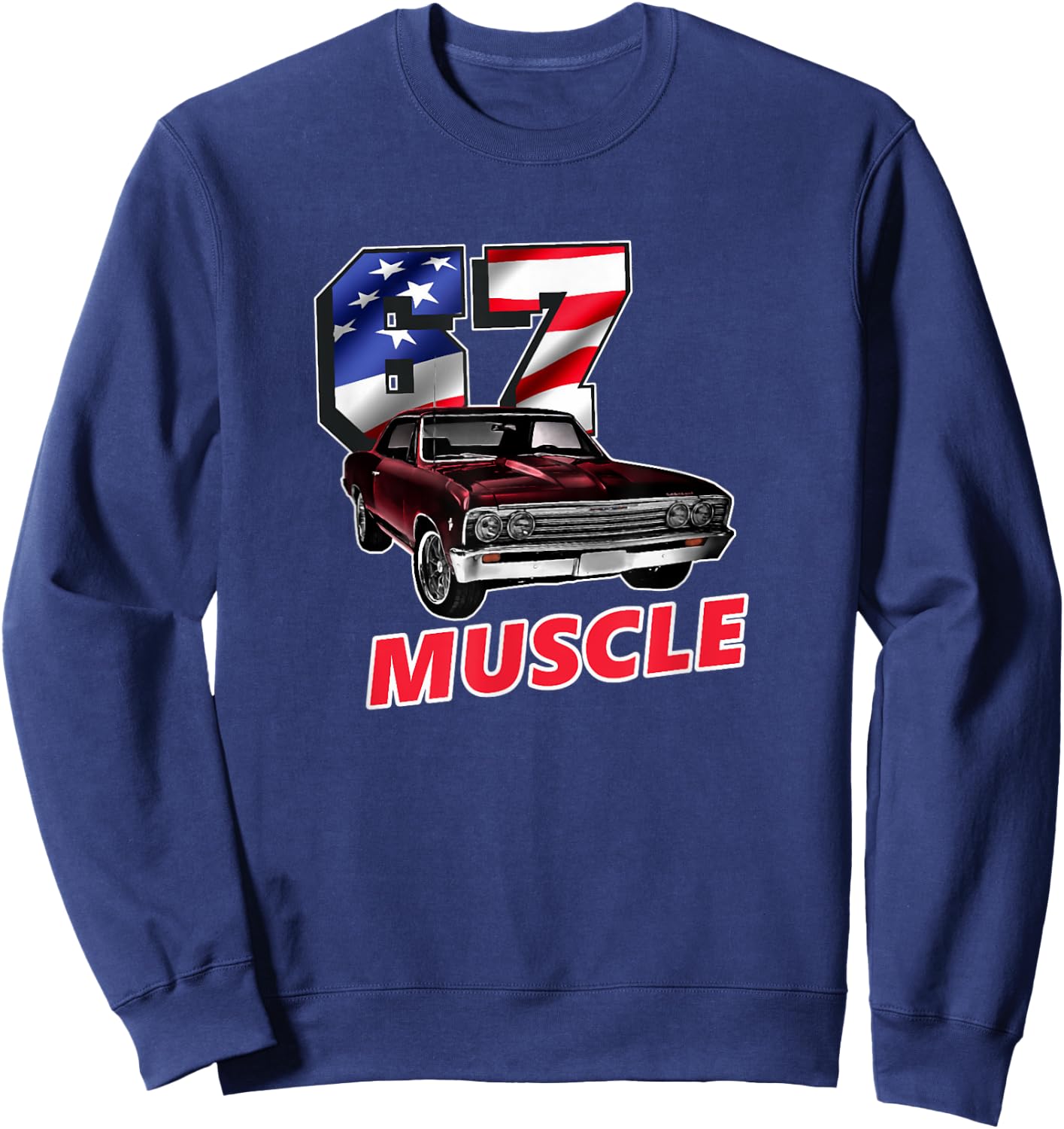 1967 67 Chevelle SS Trending Chevys Muscle Car Sweatshirt - Sweatshirt | Navy