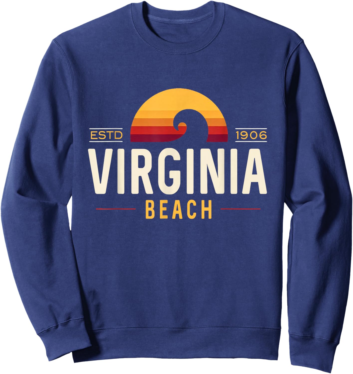 Virginia Beach Virginia | Virginia Beach Retro Wave Logo Sweatshirt - Sweatshirt | Navy