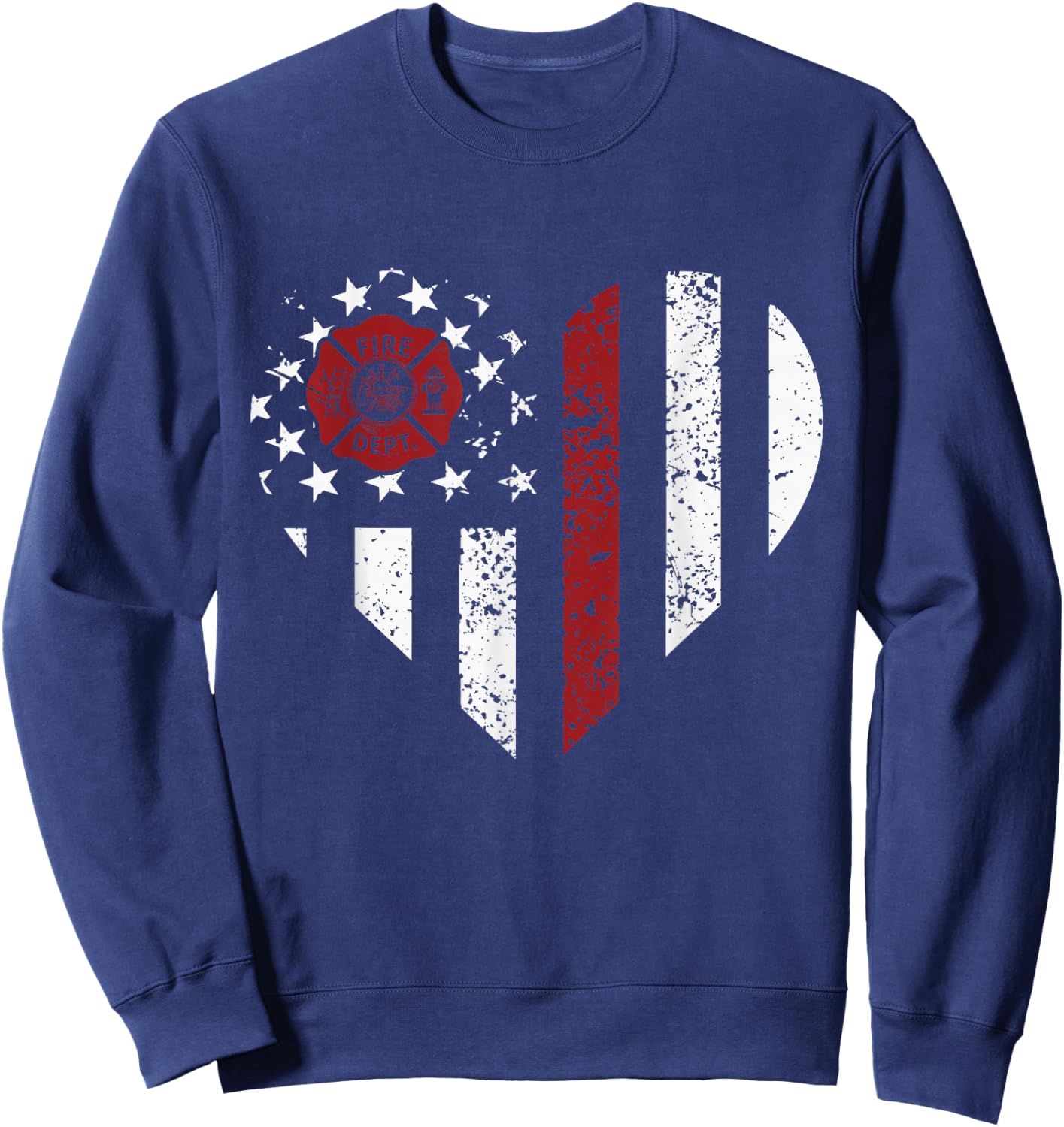 Heart Firefighter Emt Fire Department Vintage Fireman Sweatshirt - Sweatshirt | Navy